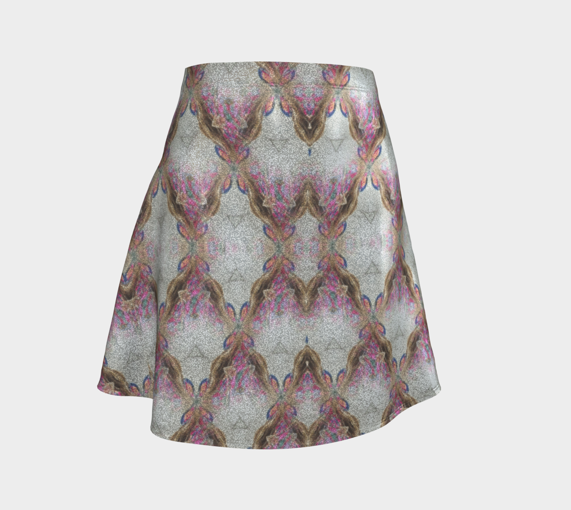 Pink and Gold Pattern Glitter Flared Skirt
