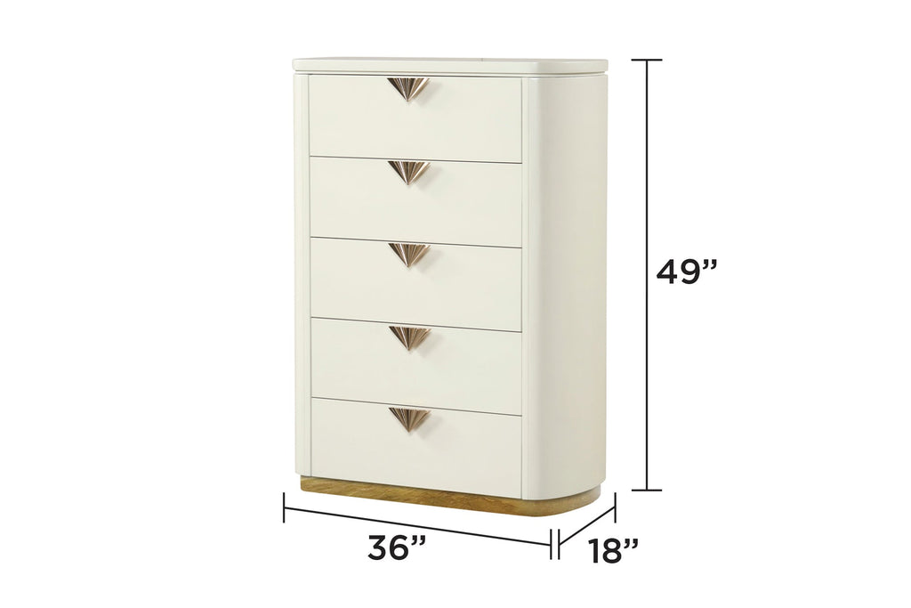 La Pierre Modern Style 5 Pc Queen Upholstered Bedroom Set Made with Wood and Gold Accents in Beige(NJ INVENTORY)