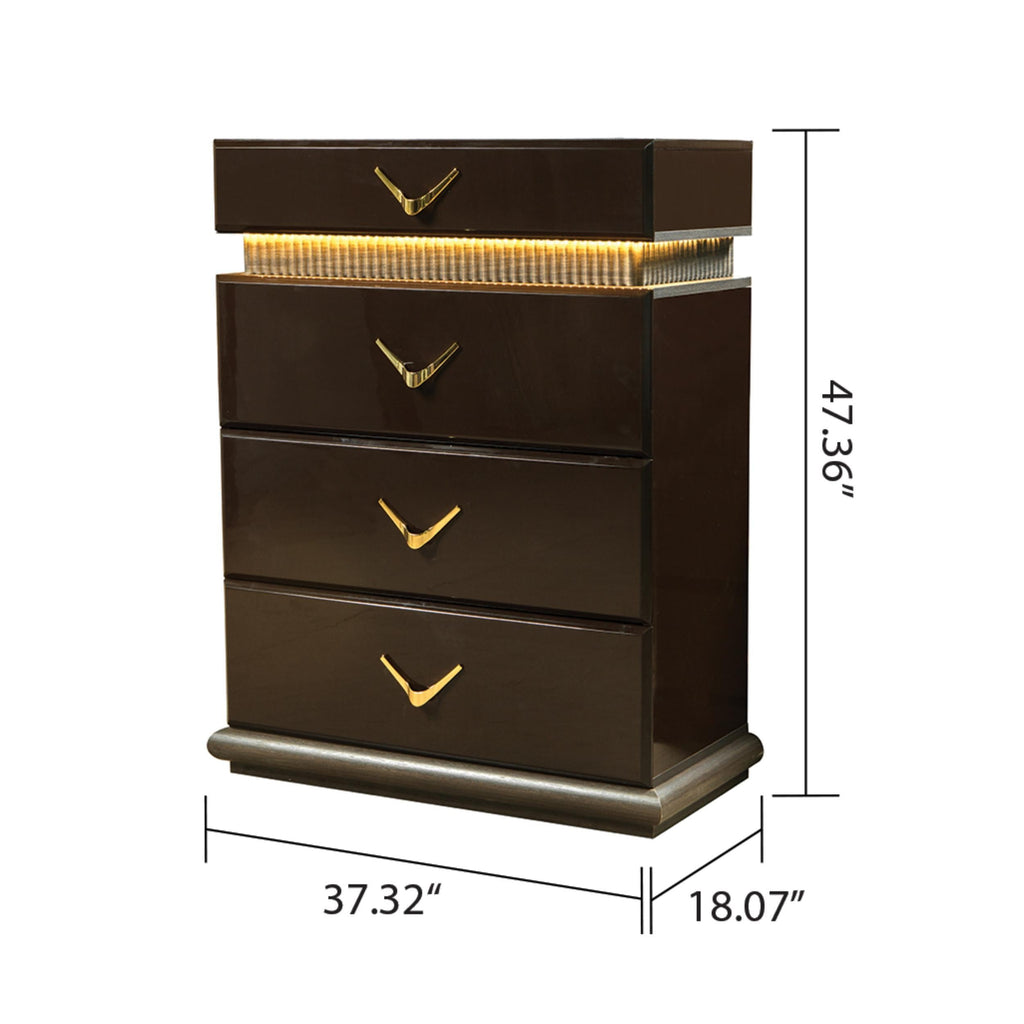Modern Style 5 Pc Queen Bedroom Set Made with Wood in Brown