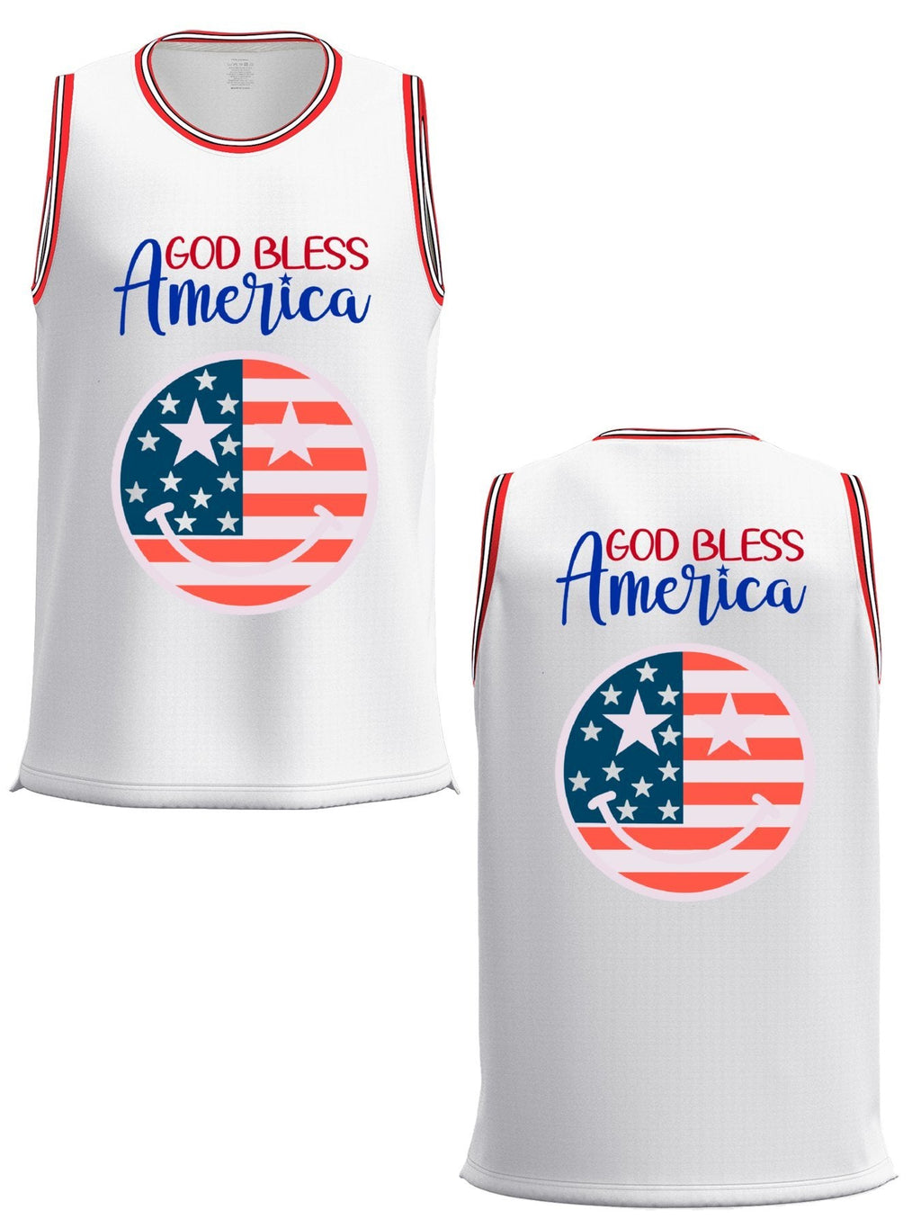 God Bless America Adult White & Red Basketball Jersey | Ships From USA