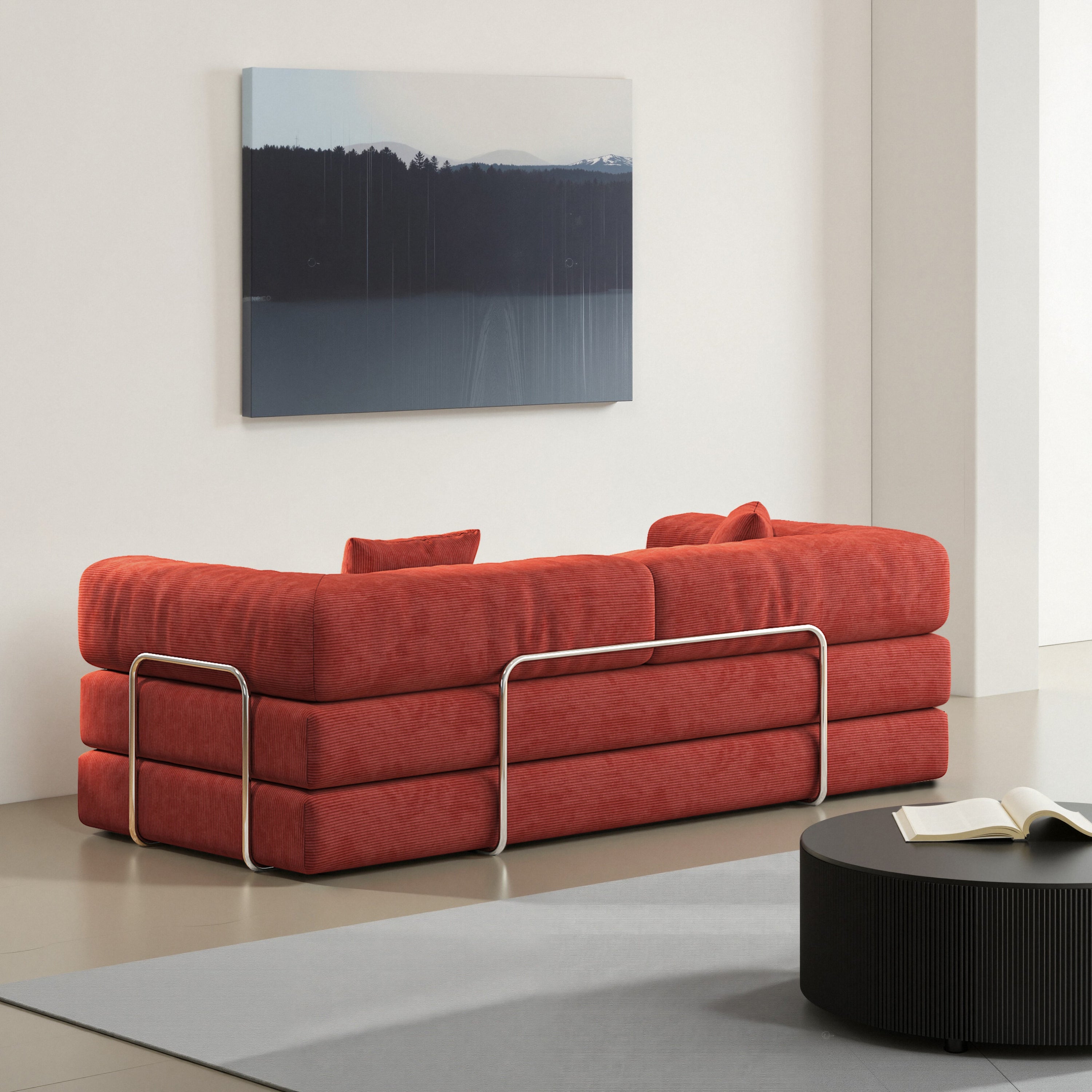 78.8inch  Modular Sectional Sofa, Convertible Pudding Block Sofa, Floor Standing Sofa Bed Arm Comfort Sofa Bed, Compression Sofa for Living Room and Bedroom -  (Orange)