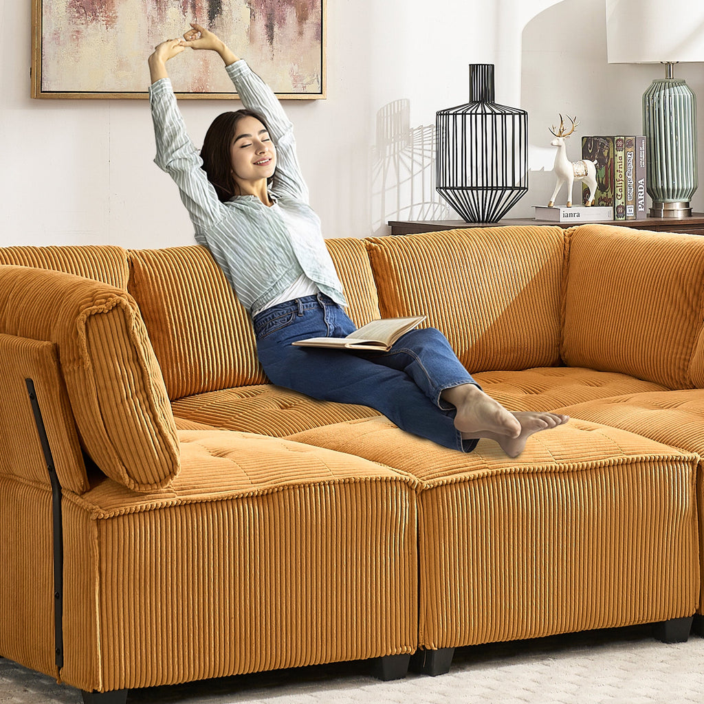 UNITED WE WIN Modular Sectional Sofa U Shaped Modular Couch with Reversible Chaise Modular Sofa Sectional Couch,6- Seat Convertible Sofa,Fit for Living Room