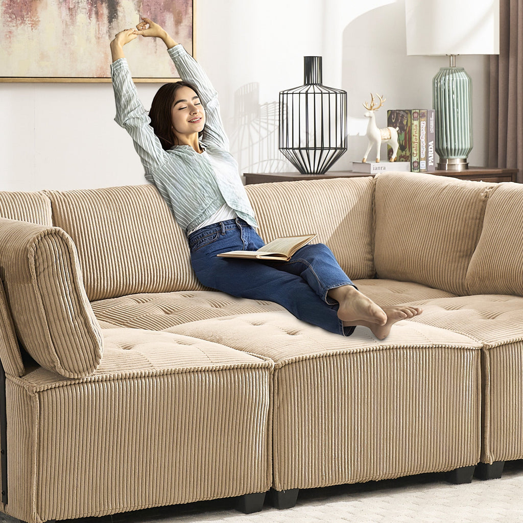 UNITED WE WIN Modular Sectional Sofa U Shaped Modular Couch with Reversible Chaise Modular Sofa Sectional Couch,6- Seat Convertible Sofa,Fit for Living Room