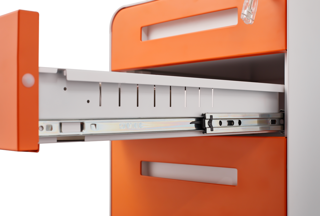 Rounded 3 drawer mobile filing cabinet, multifunctional legal/letter/A4 file storage cabinet, 5-wheel design anti tilt cold-rolled steel, with pencil storage box,