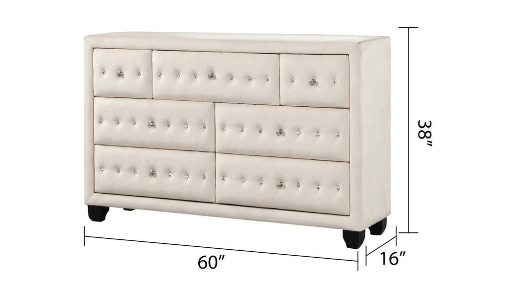 Modern Style Queen 5PC  Bedroom Set with USB Ports & Made with Wood in Cream(CA INVENTORY)