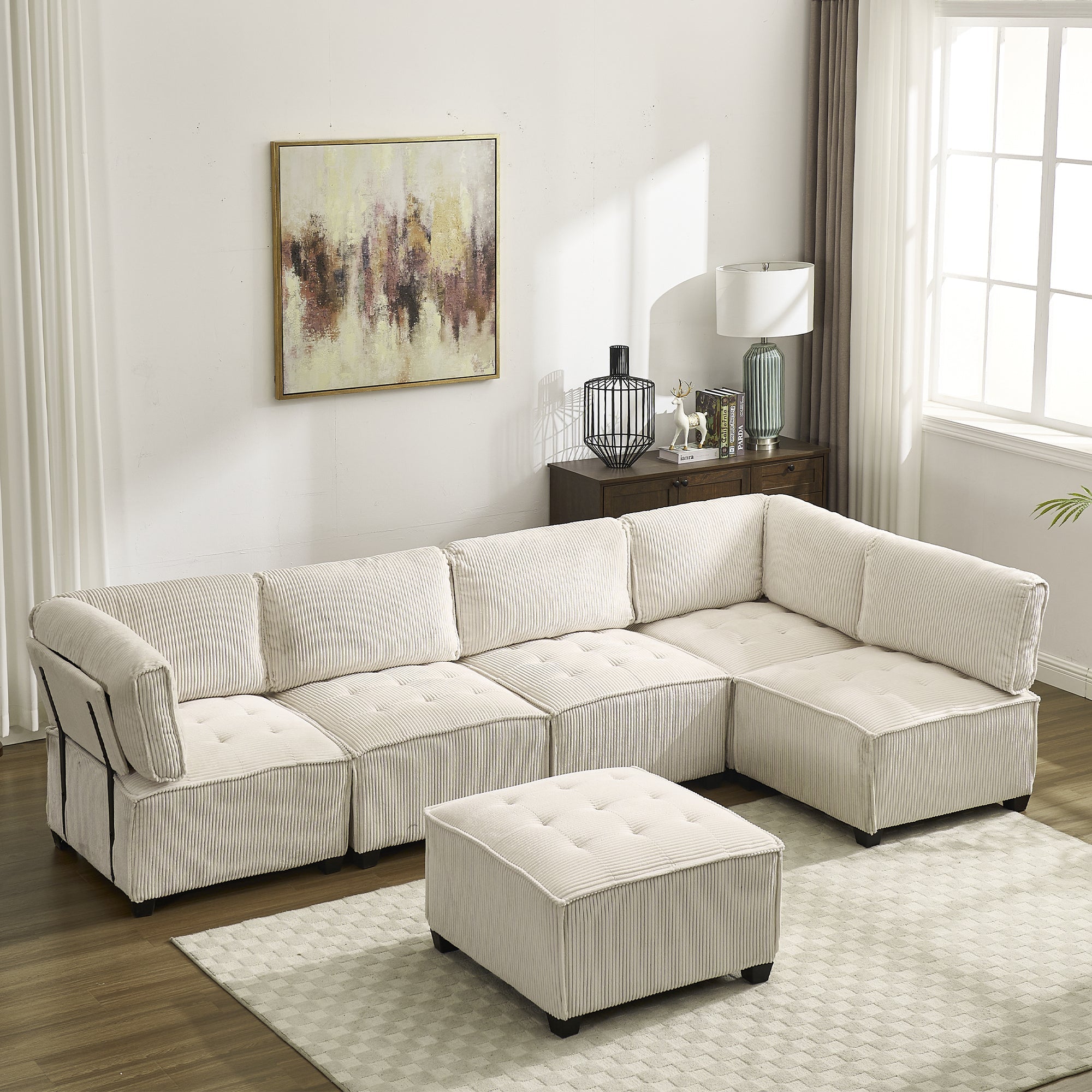 UNITED WE WIN Modular Sectional Sofa U Shaped Modular Couch with Reversible Chaise Modular Sofa Sectional Couch,6- Seat Convertible Sofa,Fit for Living Room