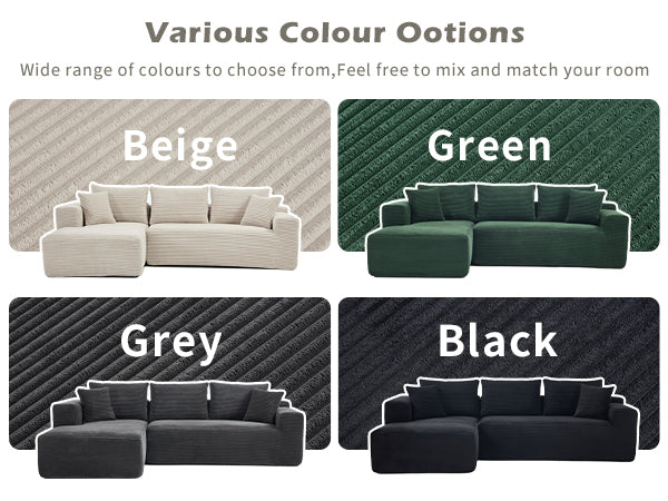 Modular Sectional Sofa Couches L-Shape Couch 3 Seat Modular Sofa Memory Foam Sectional Couches for Living Room, Cloud Couch with Oversized Chaise (Beige, Stripe (Left Facing Chaise))