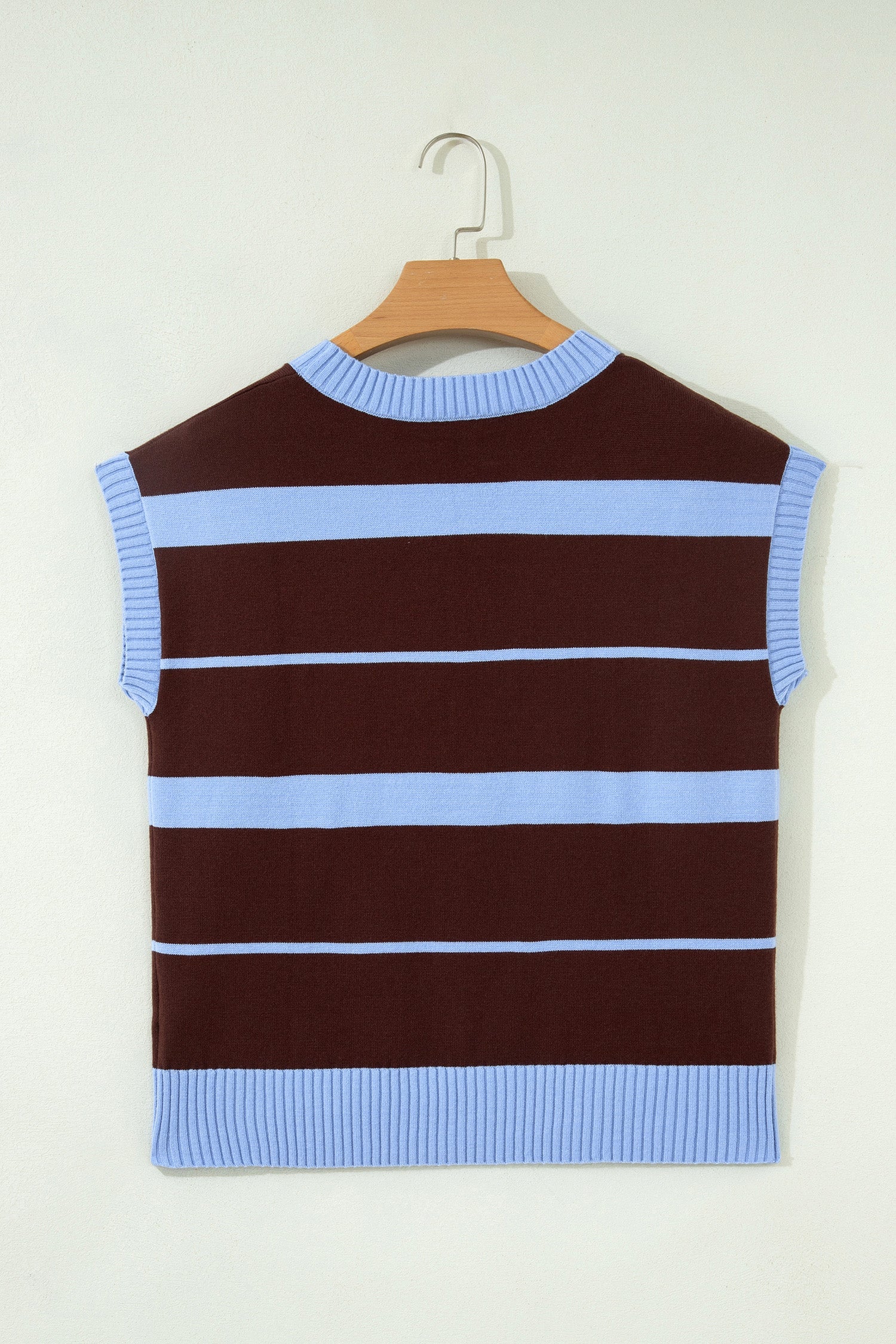 Stripe Short Sleeve Round Neck Knit Top
