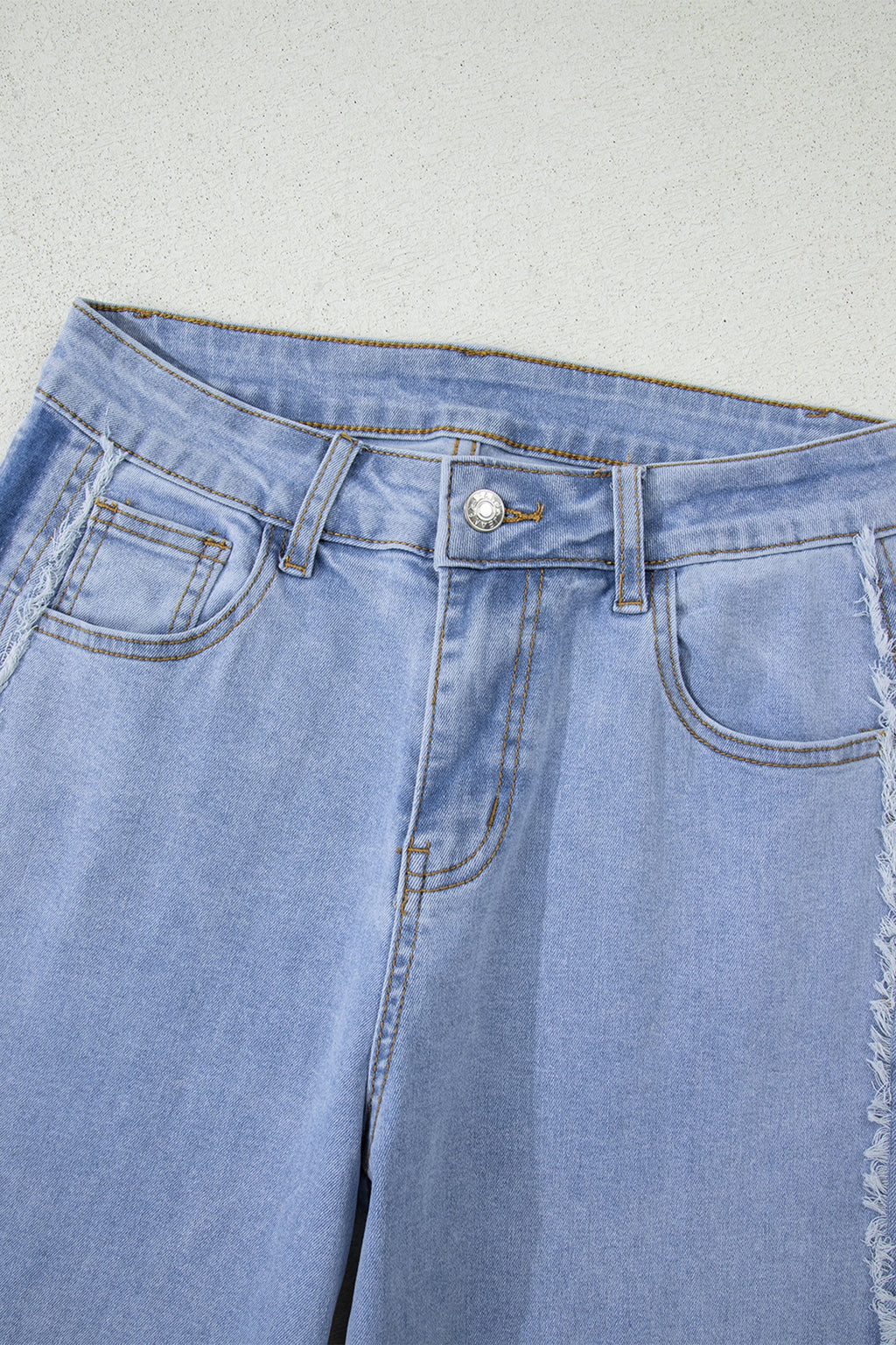 Denim Frayed Raw Edge Stripe Side Panel Jeans