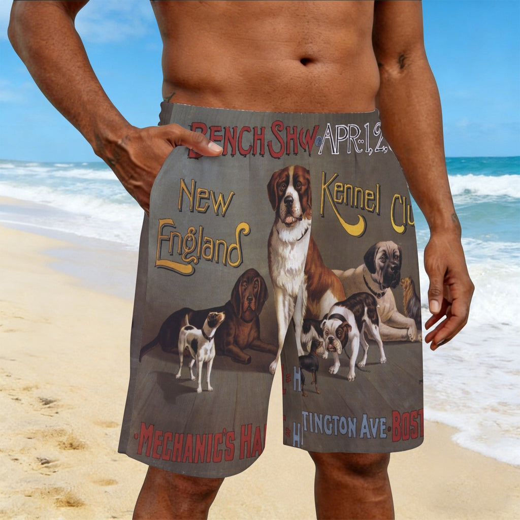 Vintage Dog Show Poster Men's All Over Print Swim Shorts | Ships from USA