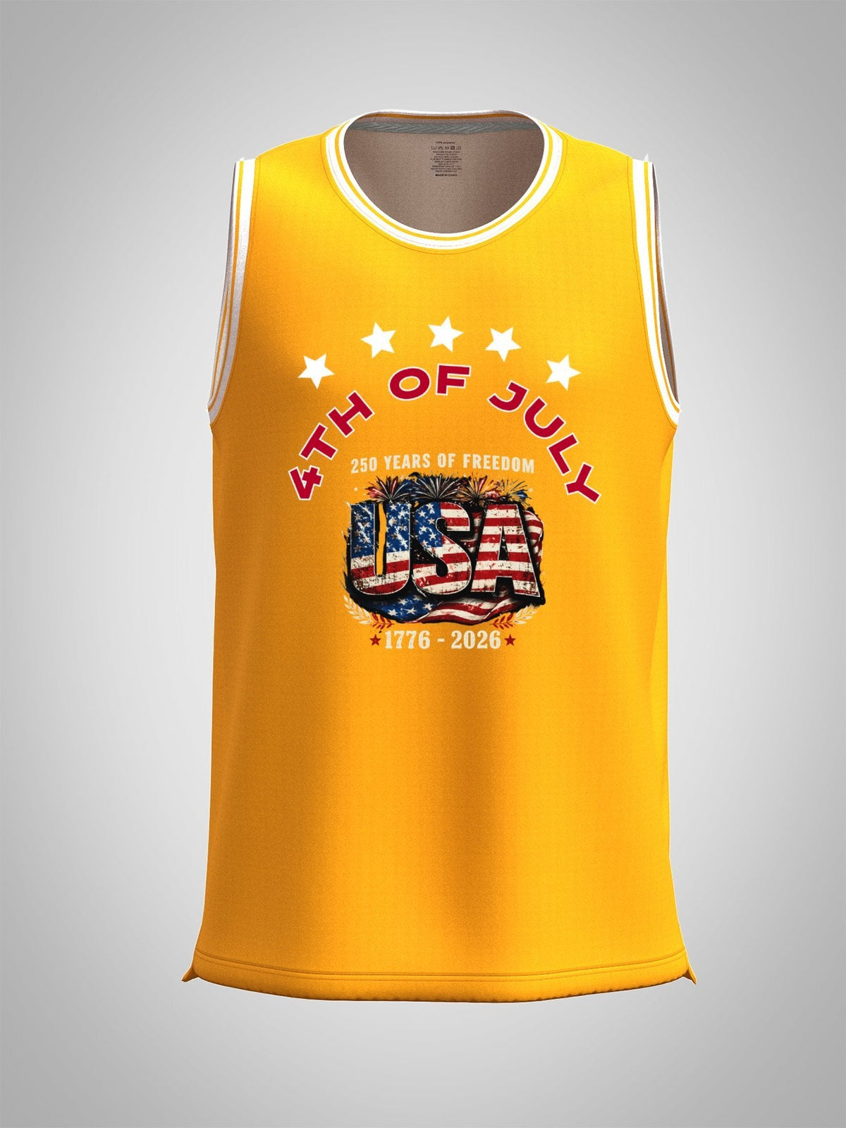 4th of July Adult Yellow Basketball Uniform| Ships From USA