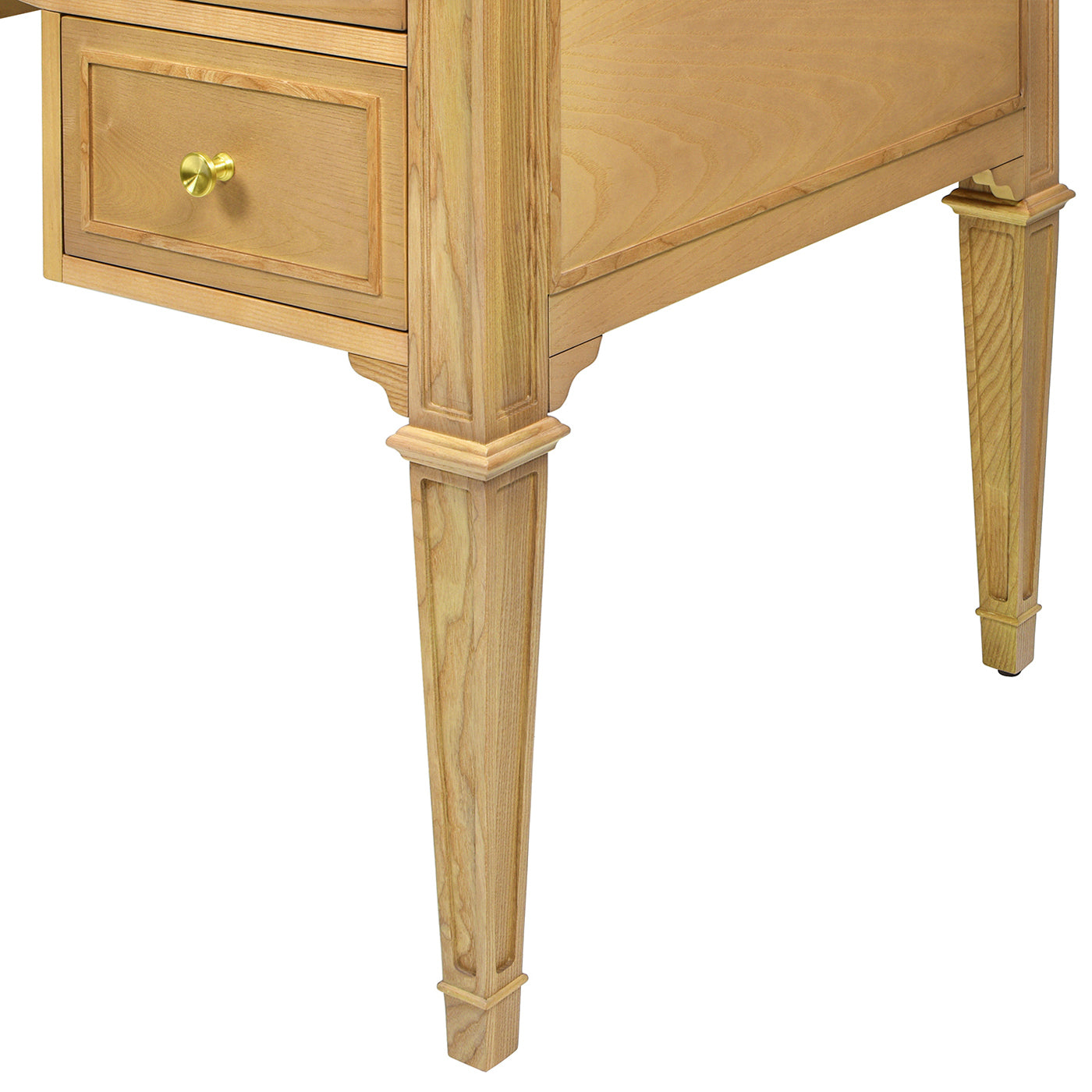 Dauphin Gold Accent 5-Drawer Wood Executive Desk, Natural Brown Wood