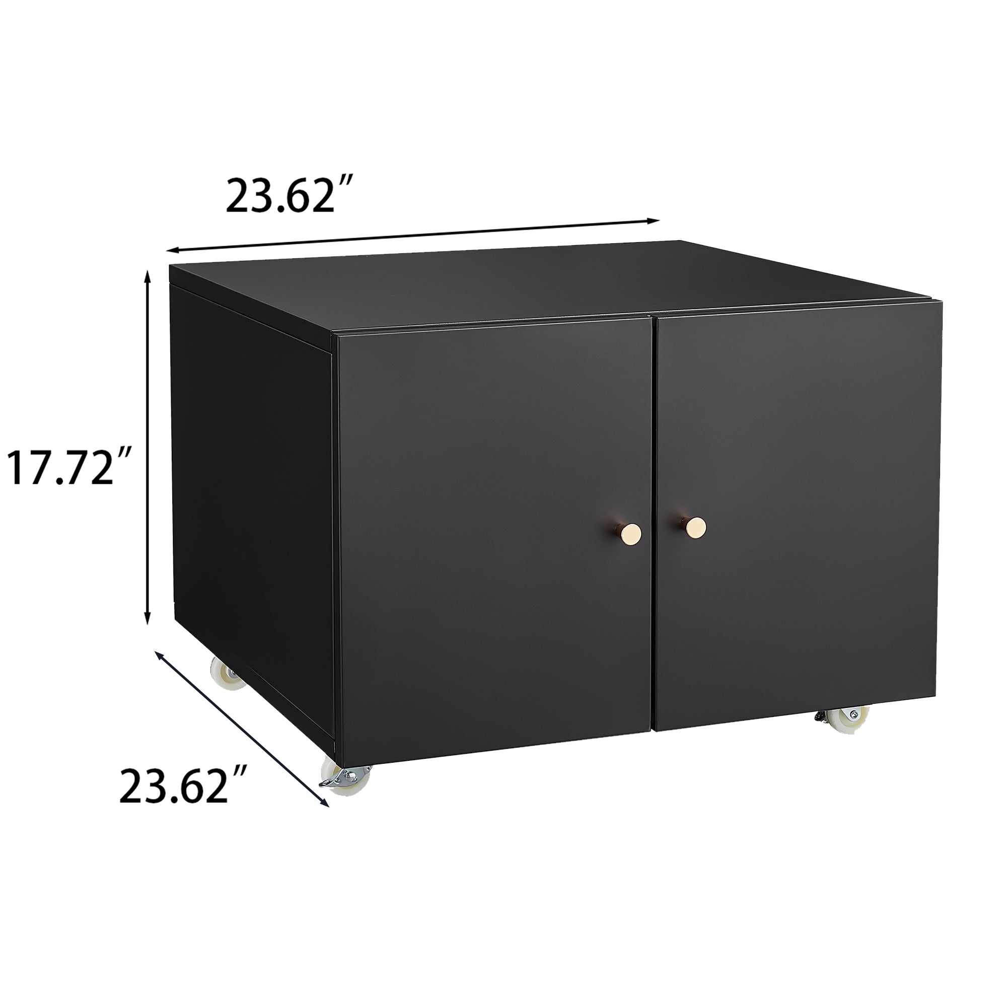 Modern Office Copier Cabinet Black 2-Door Steel Mobile Pedestal File Printer Stand