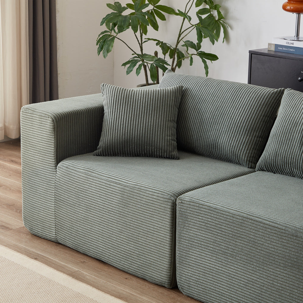 104-Inch Corduroy  Modular L Shaped Sectional Sofa,Luxury Floor Couch Set,Upholstered Indoor Furniture,Foam-Filled Compressed Sofa for Living Room,Bedroom,4 PC Free Combination
