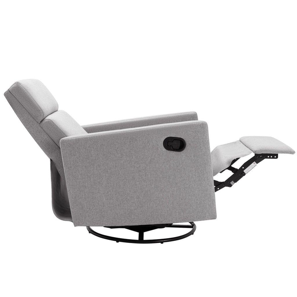 Modern Upholstered Rocker Nursery Chair Plush Seating Glider Swivel Recliner Chair, Gray Linen