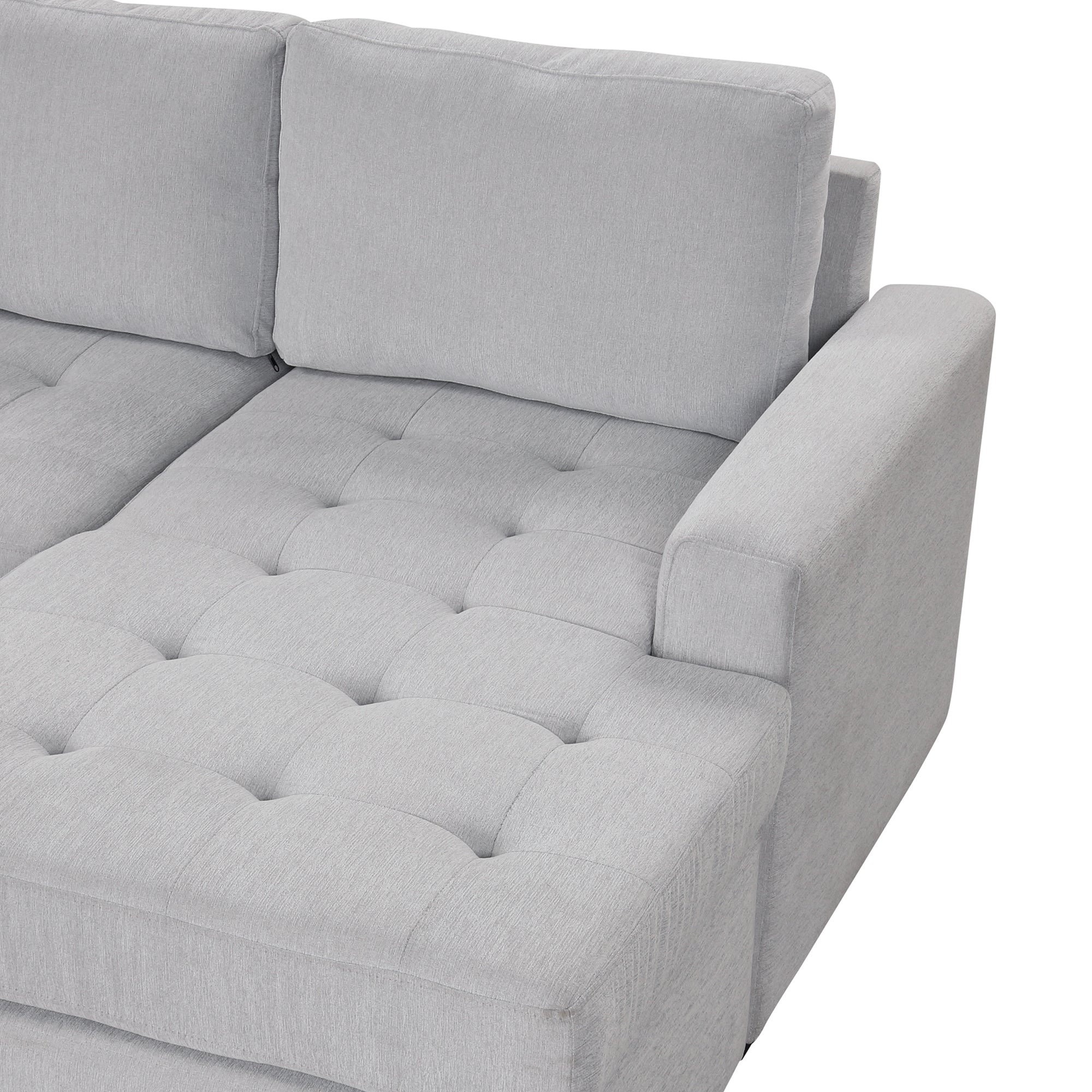 U_Style Sectional Sleeper Sofa with Pull-out Bed and Lounge Chair, USB and Type-C Interfaces, Suitable for Living Room, Office, and Spacious Spaces