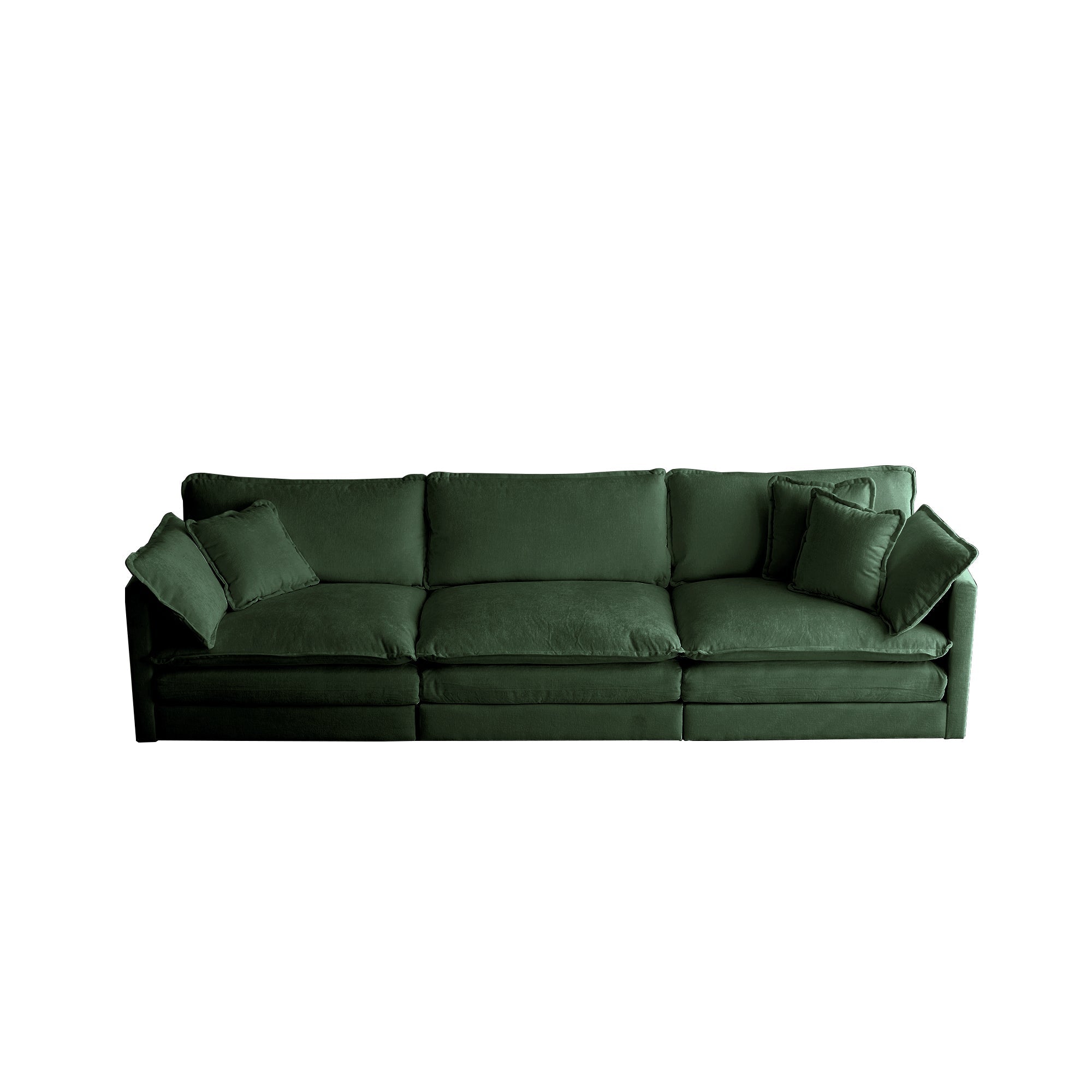 3 Piece Sofa Set Oversized Sofa Comfy Sofa Couch, 2 Pieces of 2 Seater and 1 Piece of 3 Seater Sofa  for Living Room, Deep Seat Sofa Green Chenille