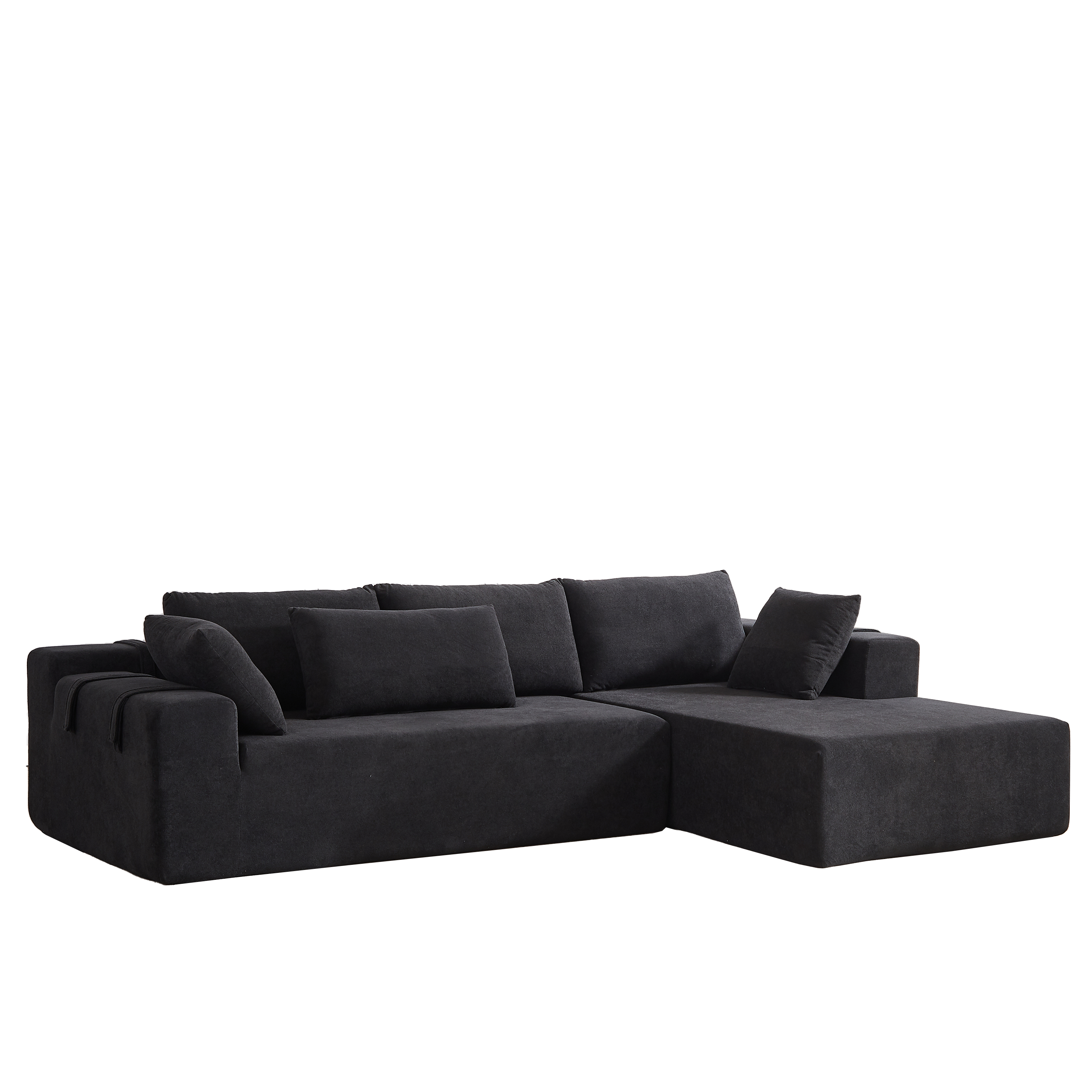 Modern Chenille Upholstered Sectional Sofa Couch Set,Modular 108' L Shaped Sectional Living Room Sofa Set With 6 Pillows,Free Combination Sofa Couch for Living Room,Bedroom(Right Chaise)W834P240010