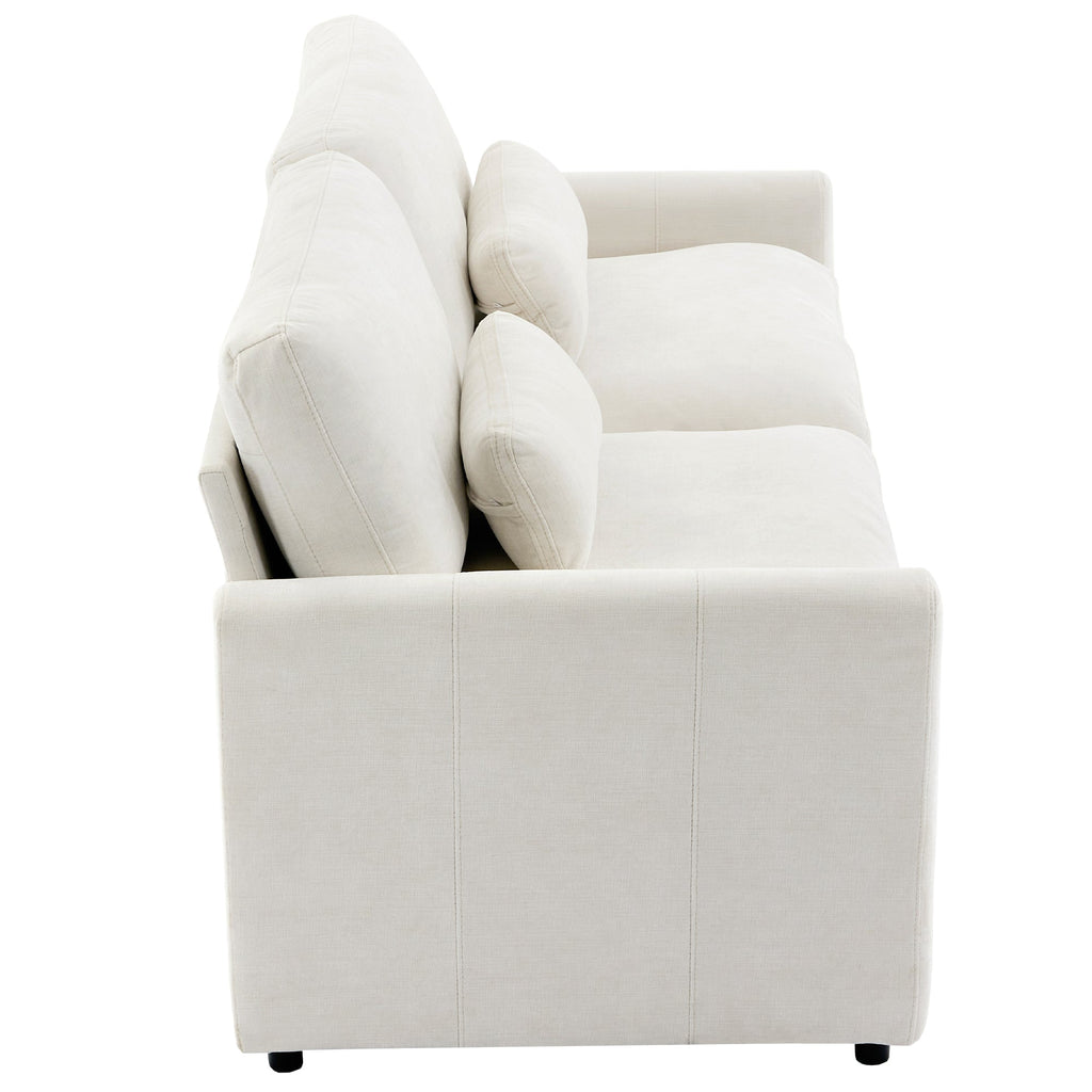 Cozy Upholstered Loveseat Sofa with Double Cushion Design in Beige Chenille, 68.1'