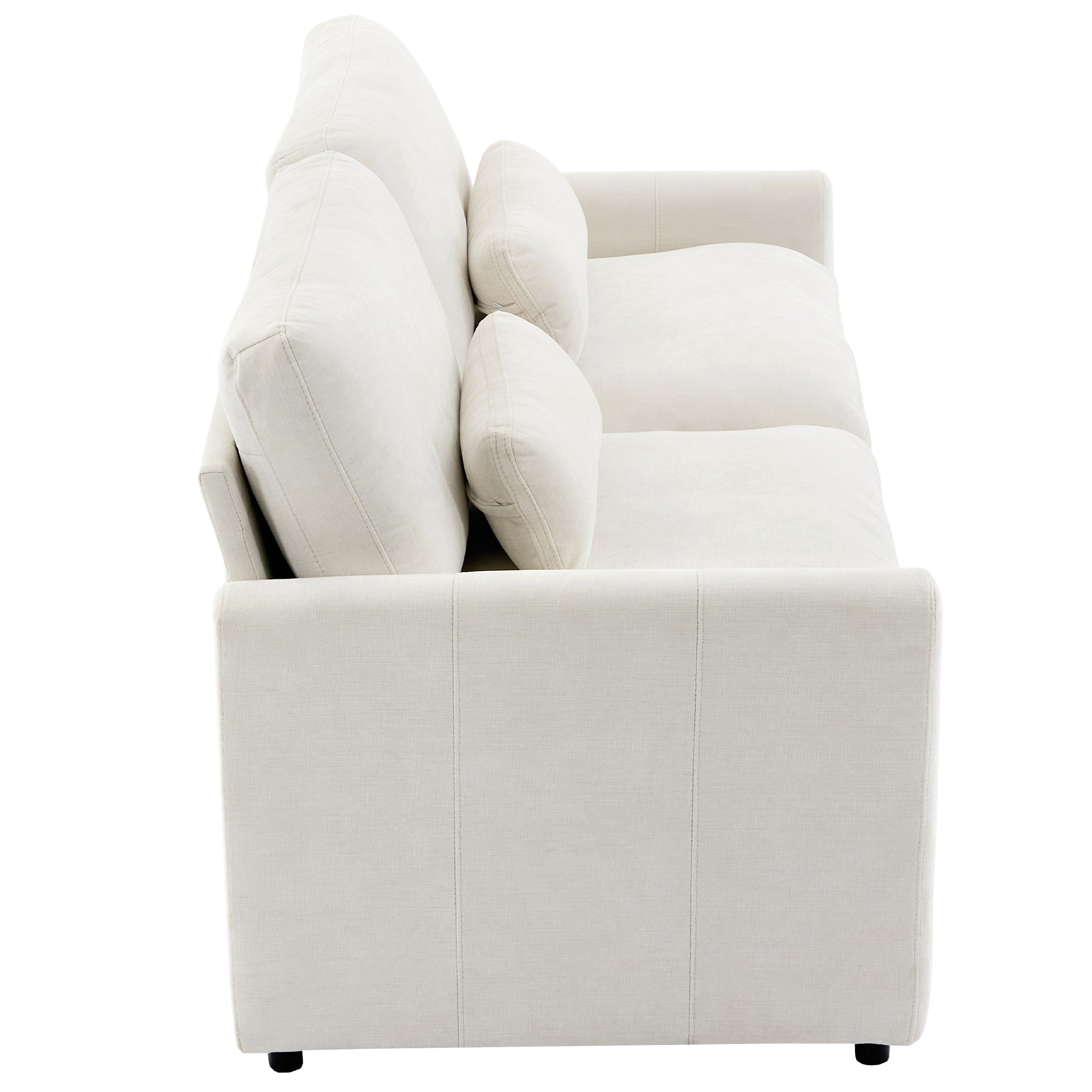 Cozy Upholstered Loveseat Sofa with Double Cushion Design in Beige Chenille, 68.1'