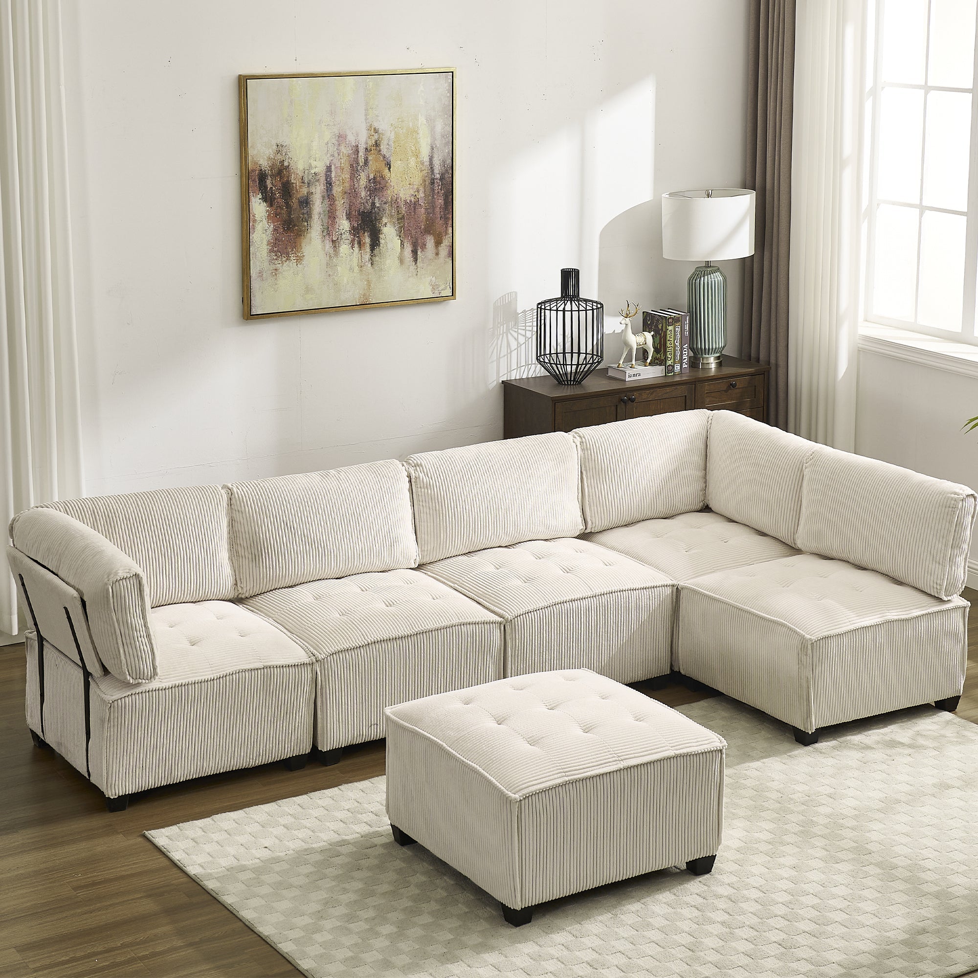 UNITED WE WIN Modular Sectional Sofa U Shaped Modular Couch with Reversible Chaise Modular Sofa Sectional Couch,6- Seat Convertible Sofa,Fit for Living Room
