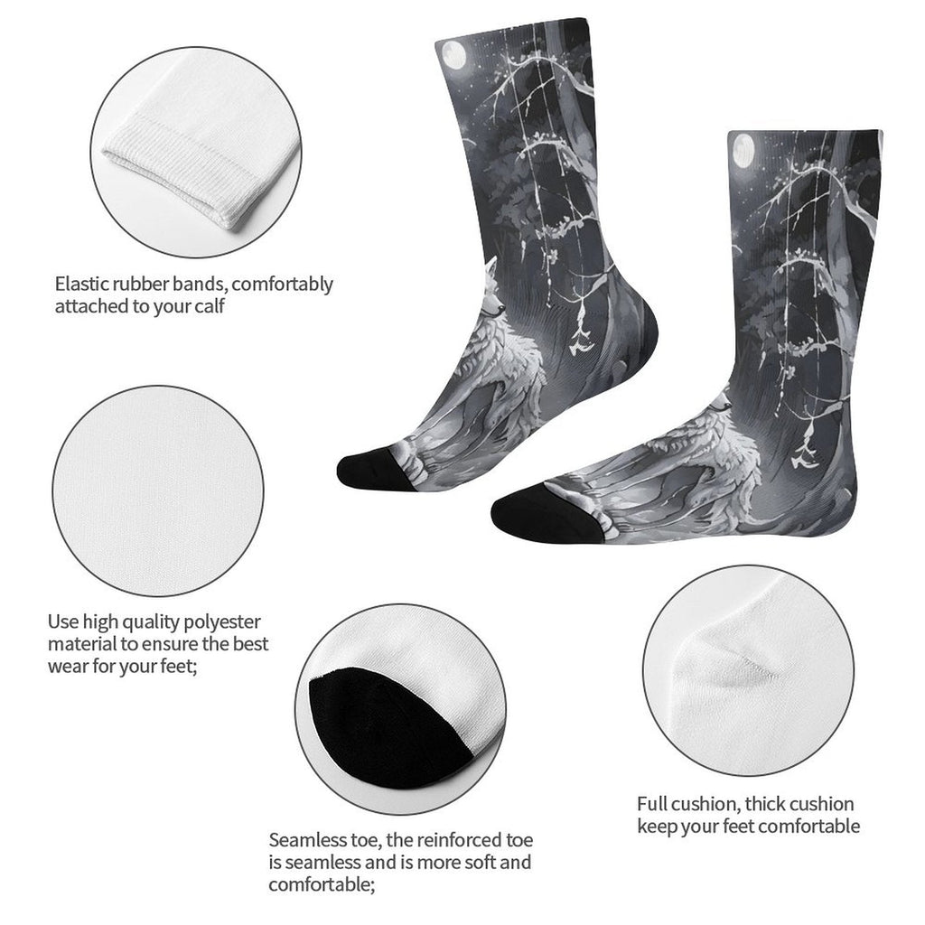Ethereal Wolf in the Moonlight Socks for Kids