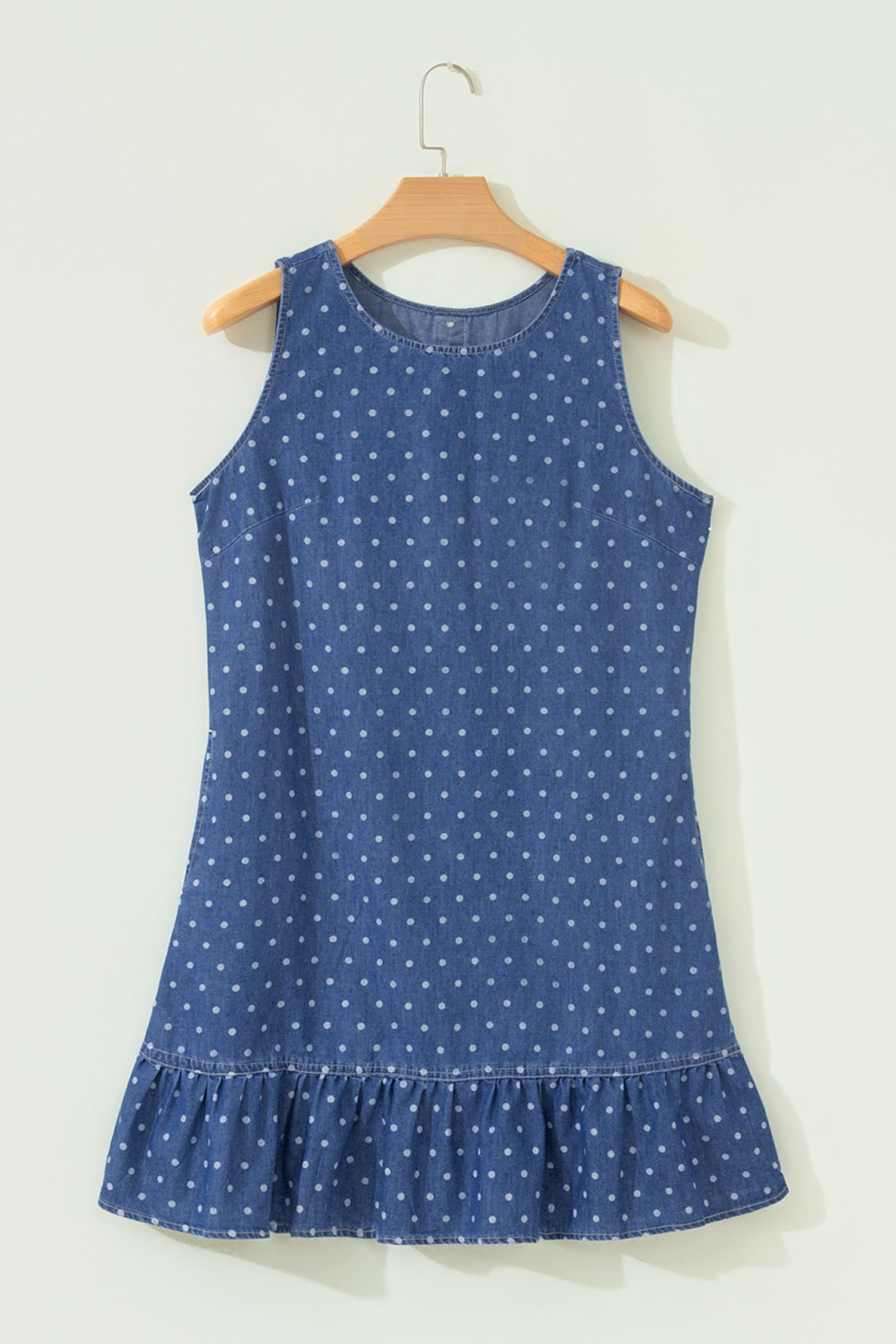 Polka Dot Ruffle Hem Sleeveless Mini Dress
