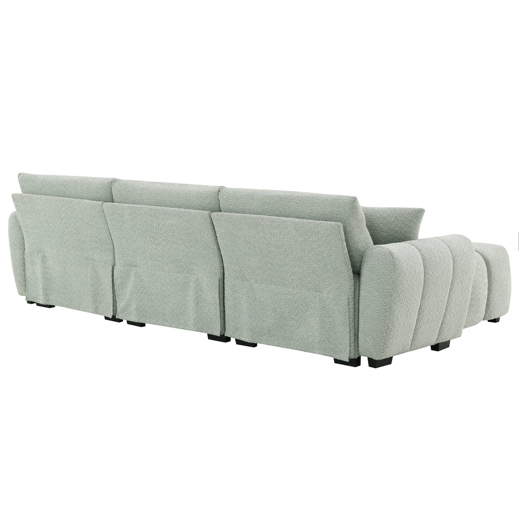 [VIDEO] 110' Modular Sectional Sofa, L Shape with Extra-large Seat, Pull-line Design, Movable Ottoman, High Density Foam, Free Combination, Sturdy Metal&Wood Frame, Boucle Fabric, 3 Colors