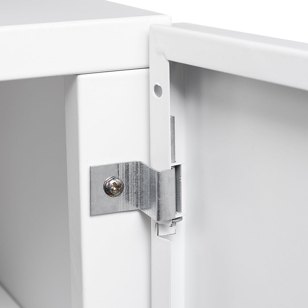White Steel 2-Door Copier Cabinet with Mobile Pedestal and Printer Stand
