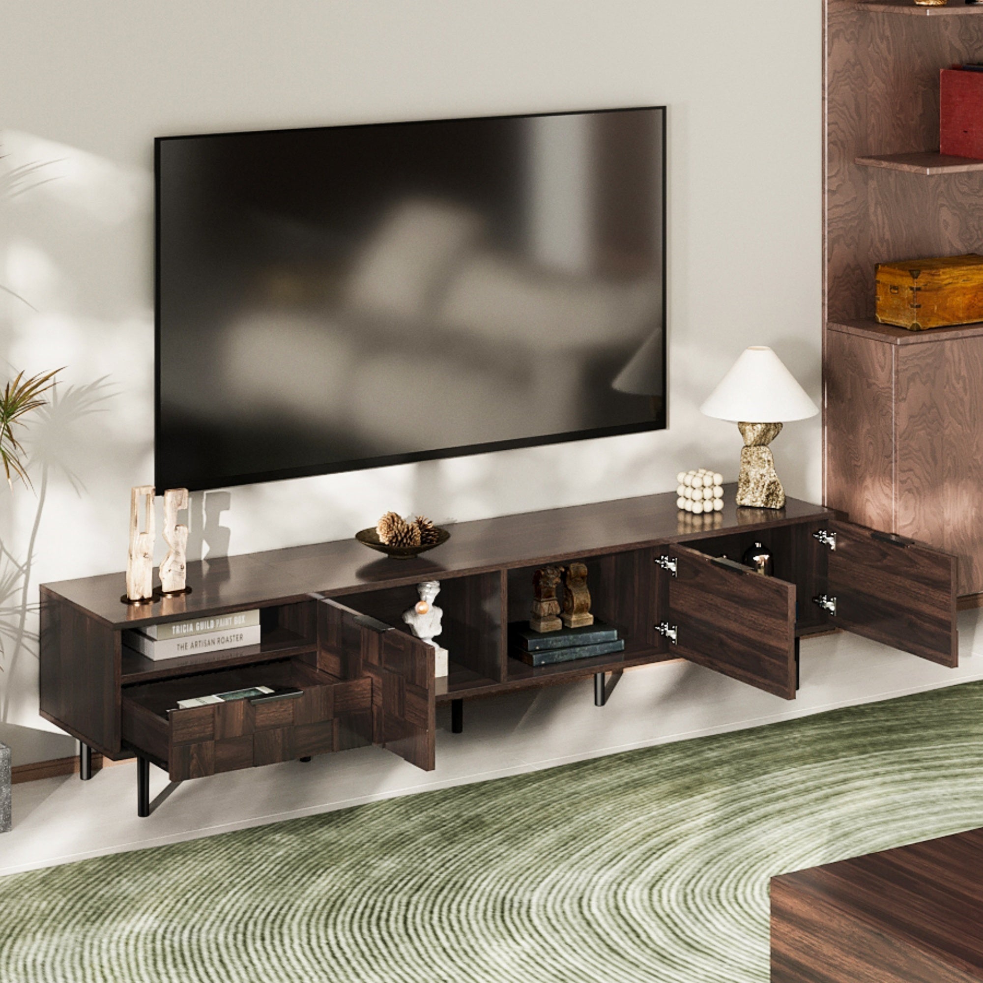 78 ' Mid Century Modern TV Stand for 65+ Inch TVs, TV Console with Storage Cabinets for Living Room, Entertainment Center Storage