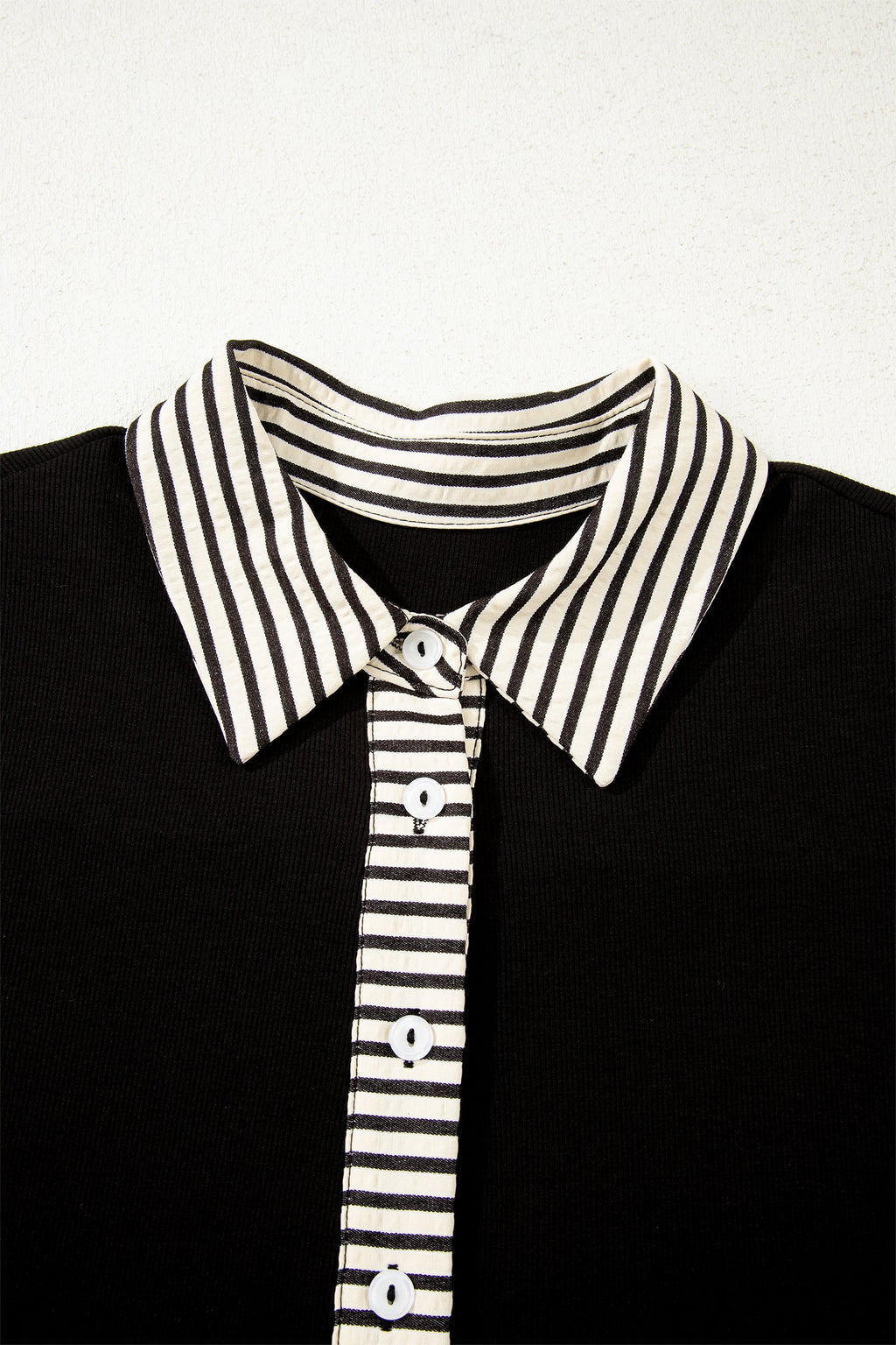 Stripe Polo Collar Tied Short Sleeve Mini Dress