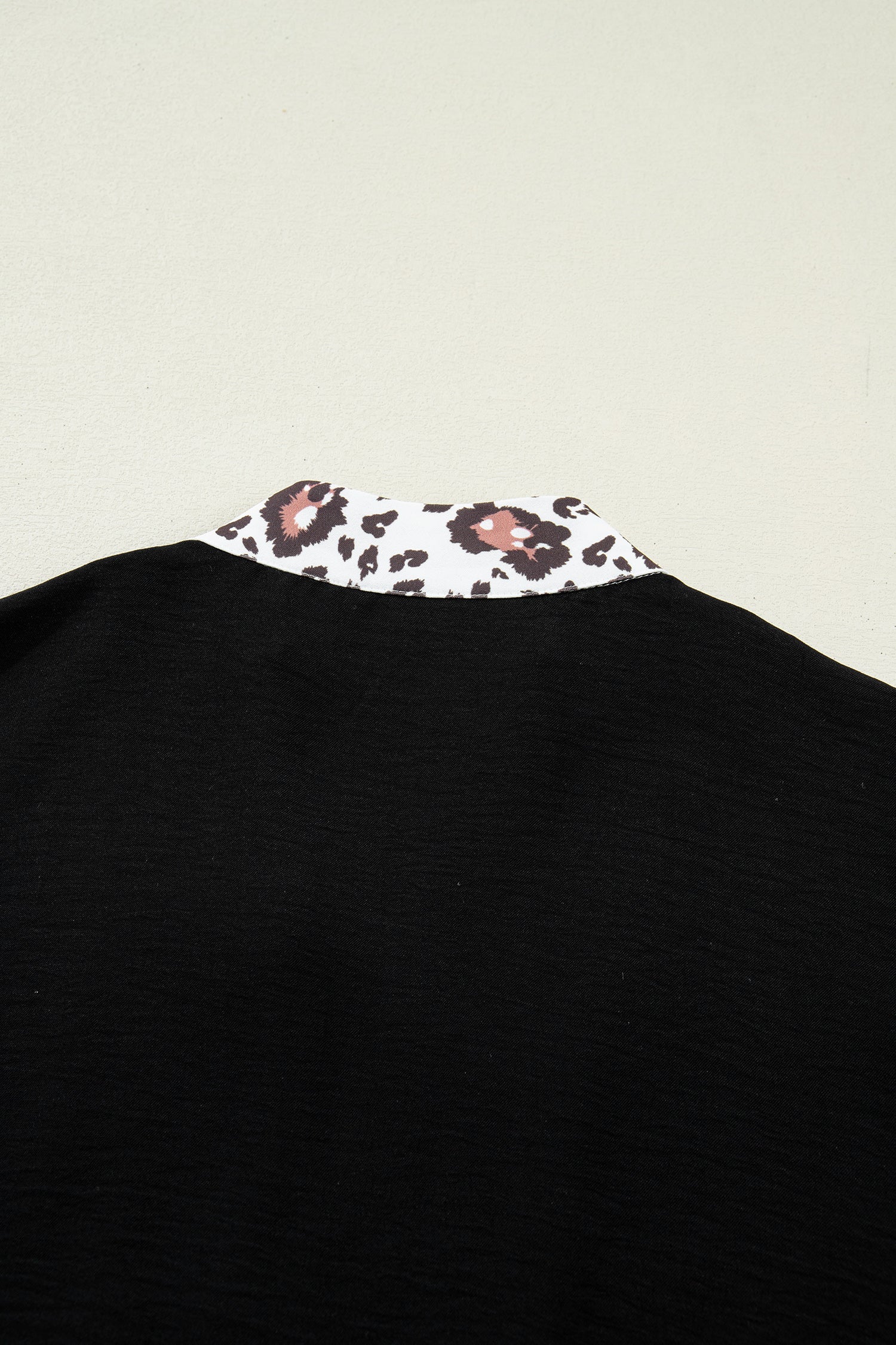 Leopard Patchwork Dolman Sleeve V-Neck Blouse