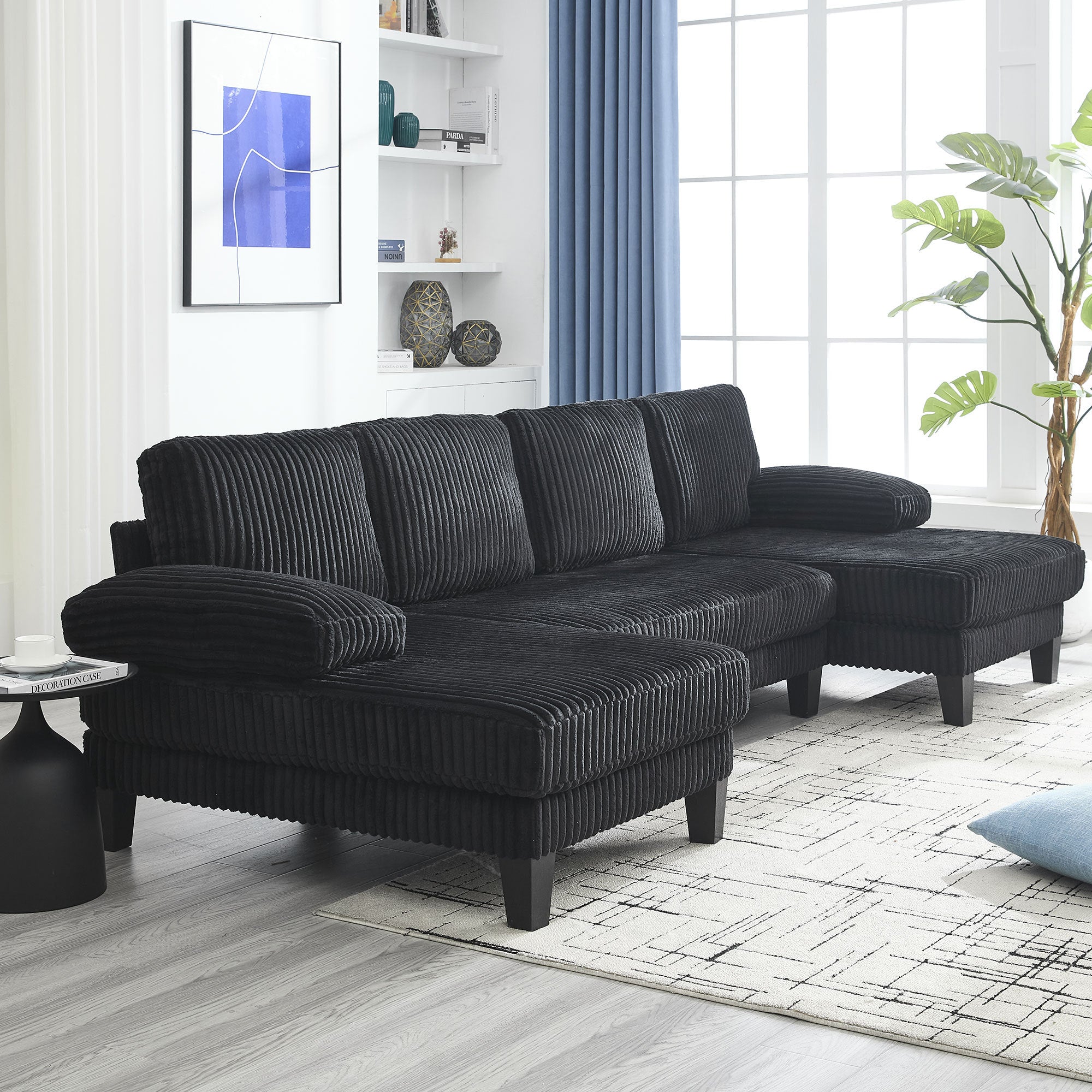 [VIDEO provided][New]U-Shaped Couch with Oversized Seat,4-Seat Sofa  with Double Chaise,Comfortable and spacious indoor furniture for Living Room,Apartment