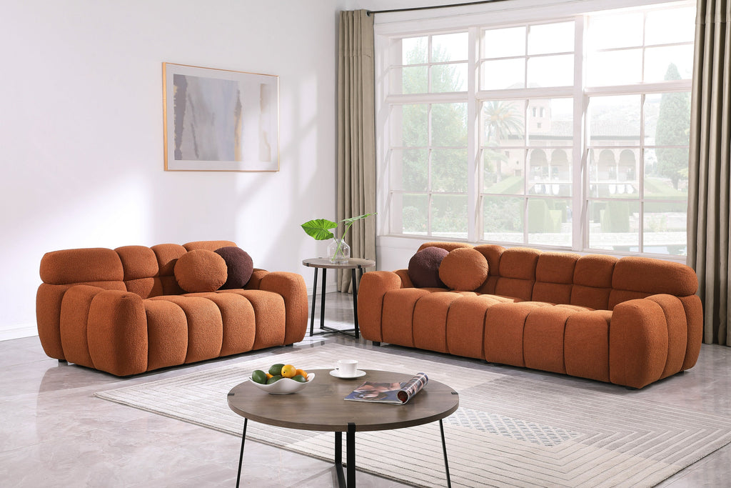 64.98 length ,35.83' deepth ,human body structure for USA people,  marshmallow sofa,boucle sofa ,2  seater,  LIGHT BROWN BOUCLE