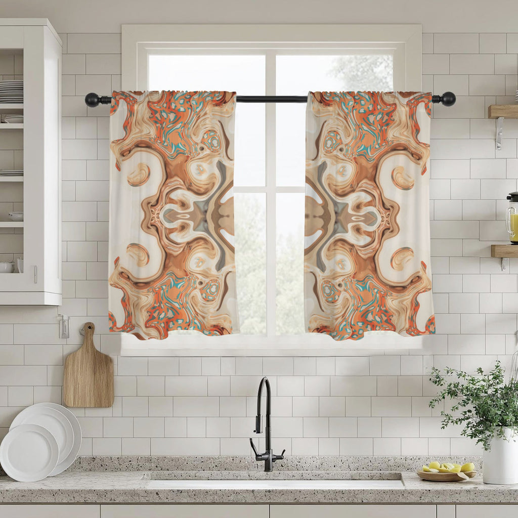 Orange Marble 2-piece Set of Window Curtains - 28" x 40" (Made in USA)