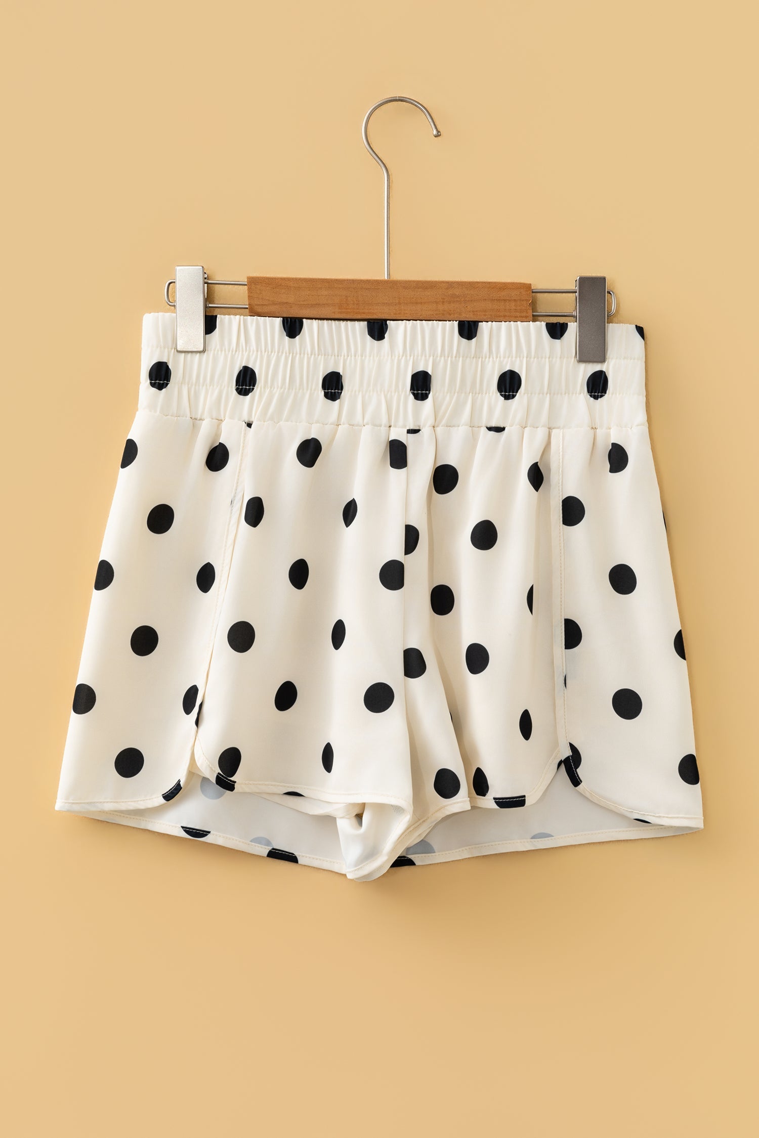 Polka Dot High Waist Shirred Shorts