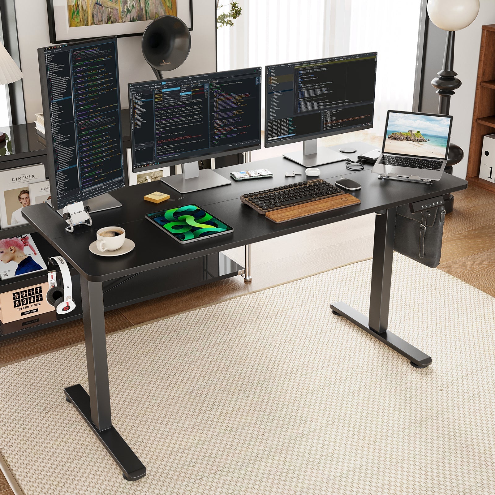 STARY Electric Standing Desk Adjustable Height Sit Stand Home Office Desk with Splice Board
