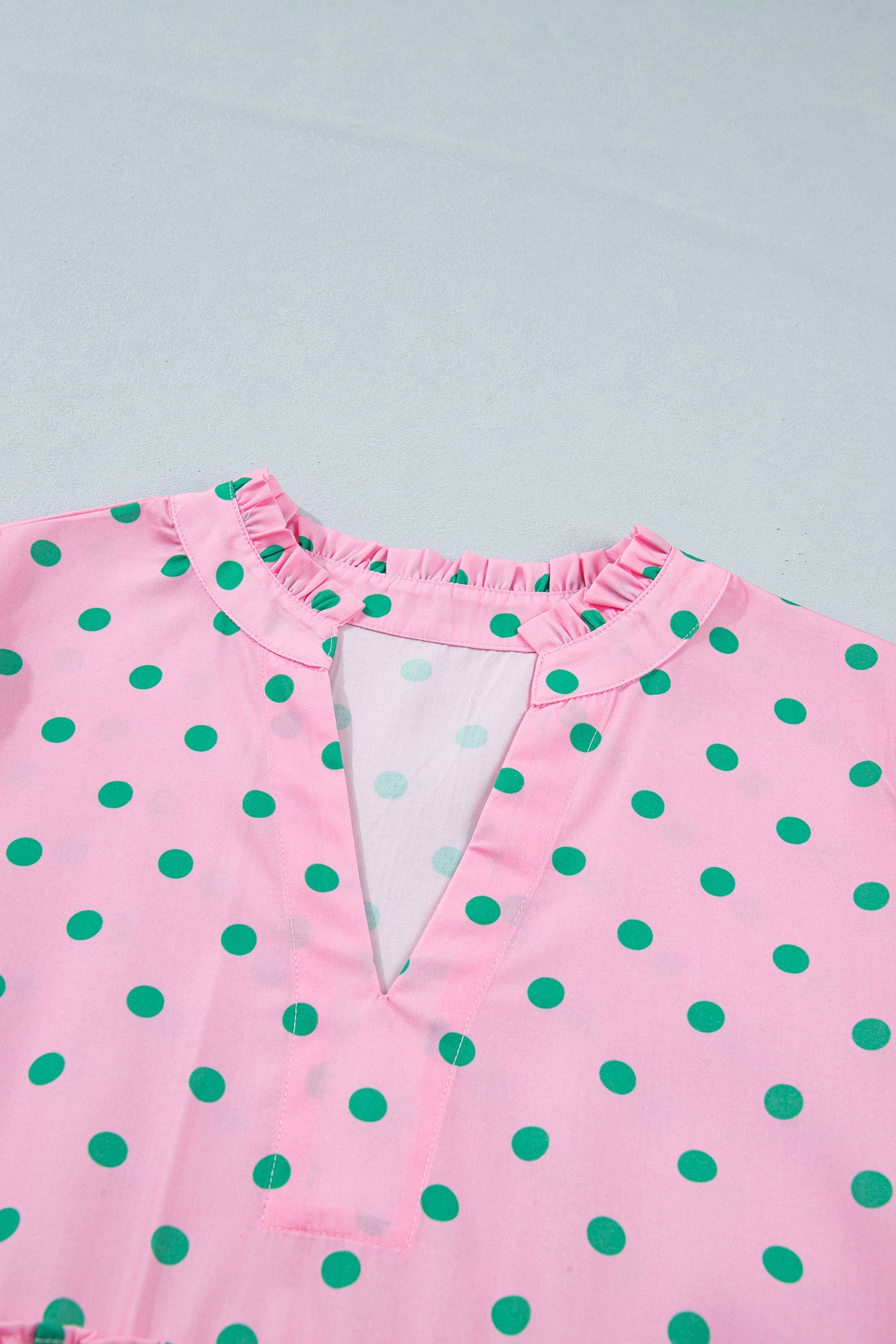 Polka Dot V-Neck Short Sleeve Tiered Mini Dress