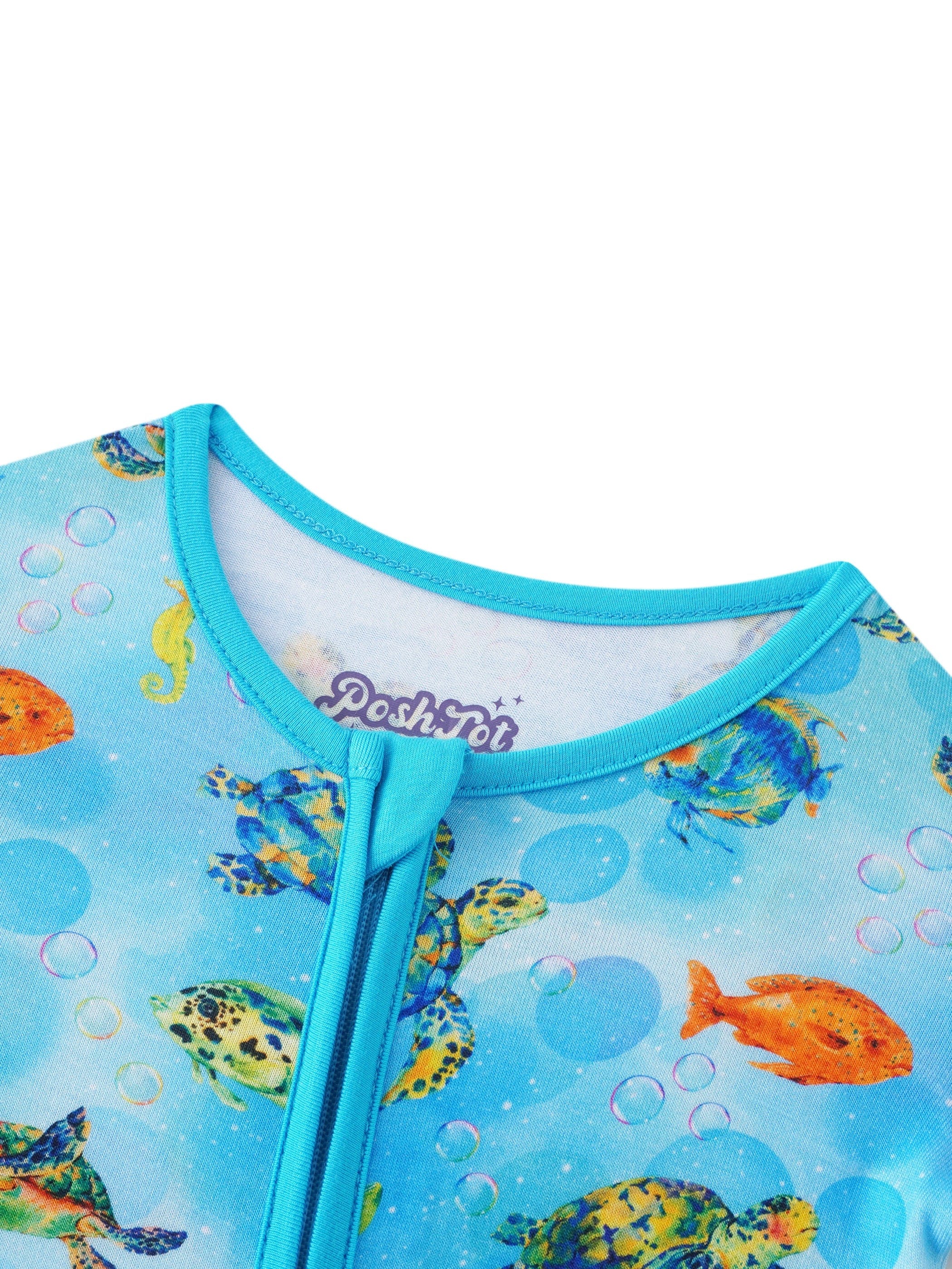 Posh TOT Sea Turtle Bamboo Baby Convertible Zippy Romper  CINCO DE MAYO PROMO - FINAL SALE