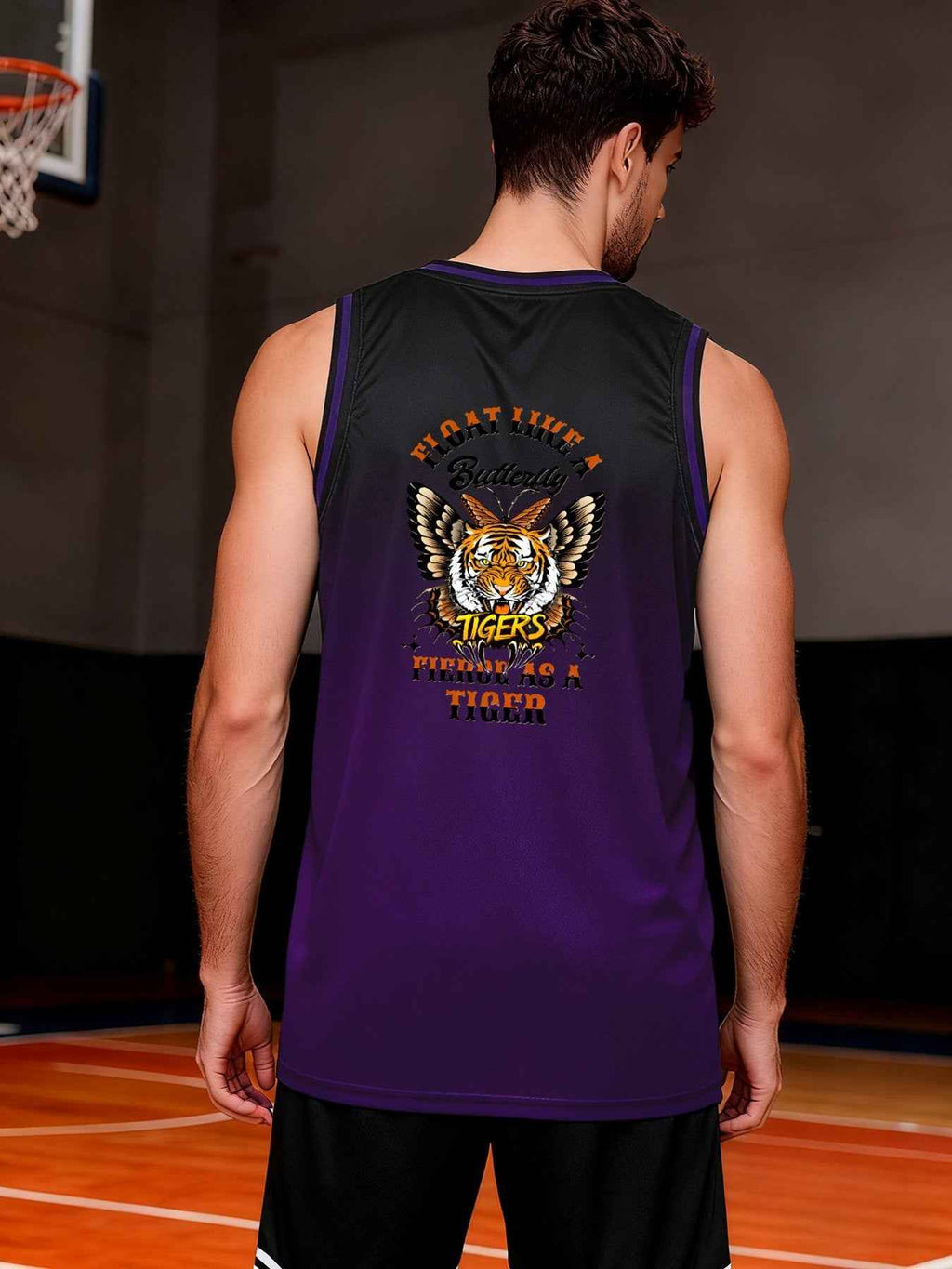 Float Like a Butterfly Fierce as a Tiger Adult Purple Basketball Jersey | Ships From USA