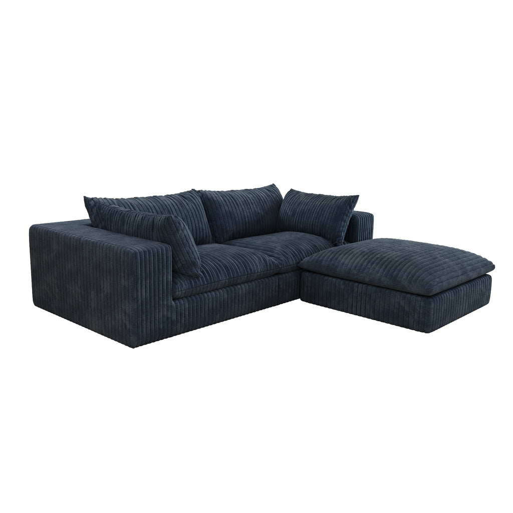 39.8' Cloud Sofa,Corduroy Fabric,Deep Seat Couches,Double-layer design,Removable  Cushion,No Assembly, DIY Combination for Living room, Bedroom,Conference room ,Apartment,Blue
