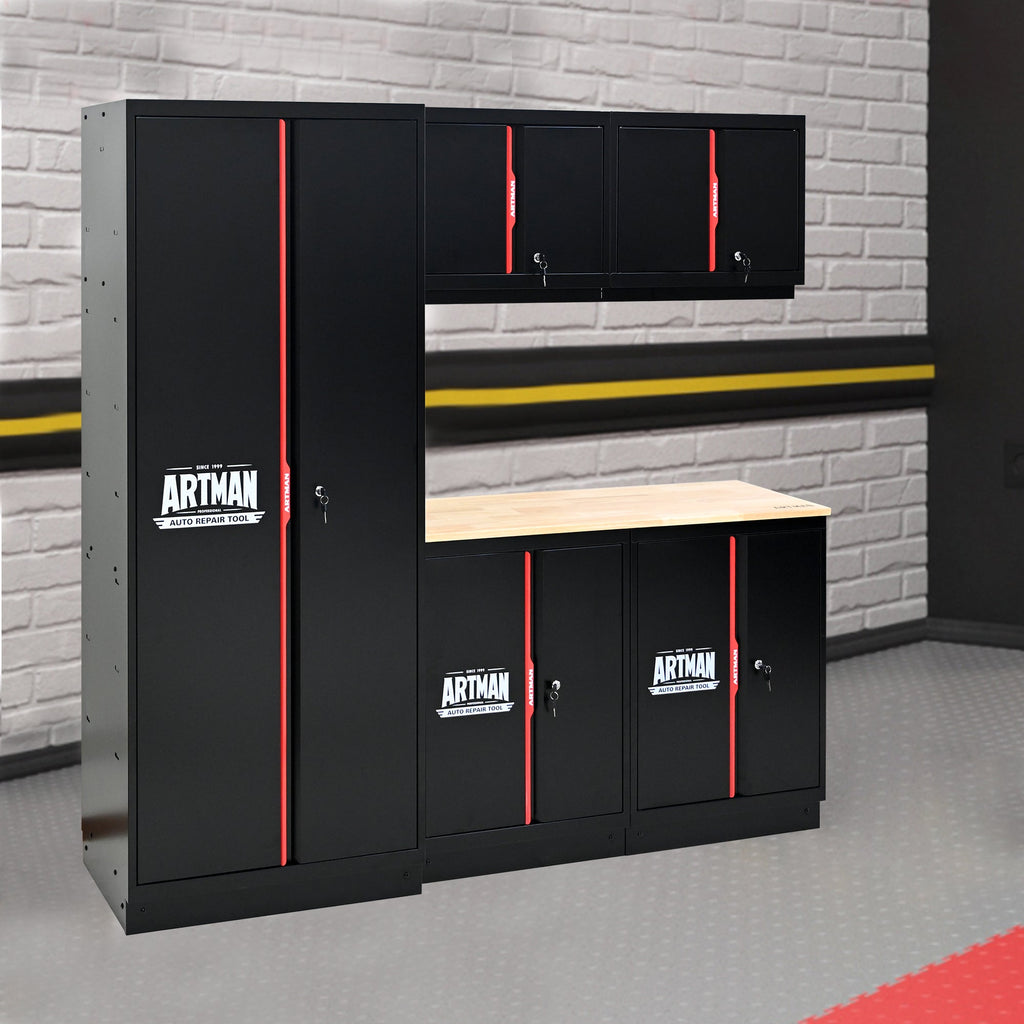 Steel Filing Cabinet With Compartments For Office Use, Storage, File Storage, Archives, And High and Low Cabinets with Black and Red finish