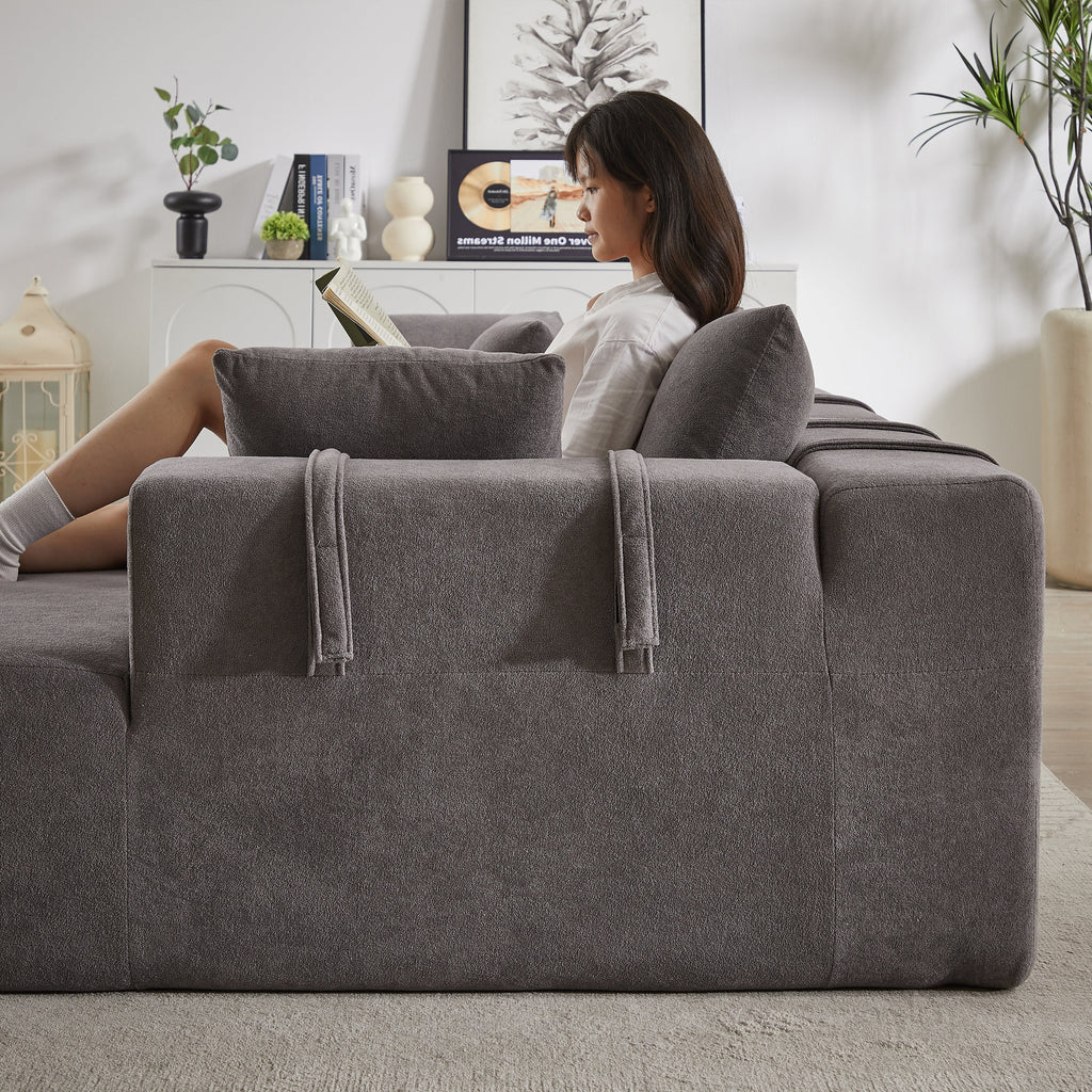 Modern Chenille Upholstered Sectional Sofa Couch Set,Modular 108' L Shaped Sectional Living Room Sofa Set With 6 Pillows,Free Combination Sofa Couch for Living Room,Bedroom(Right Chaise)W834P240002
