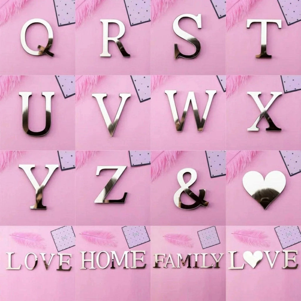 3D Acrylic Letter Wall Decor Stickers 26-Pack