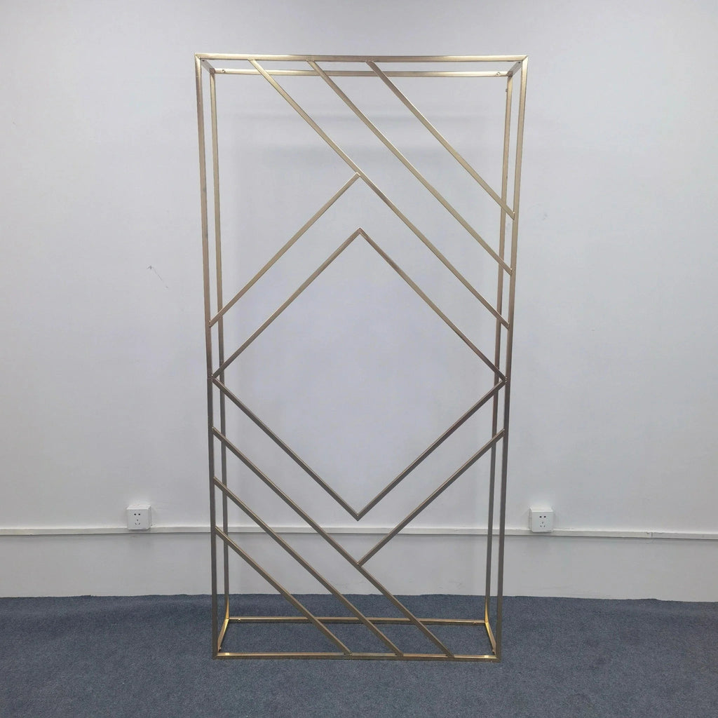 3D Shiny Gold Geometric Wedding Arch Backdrop