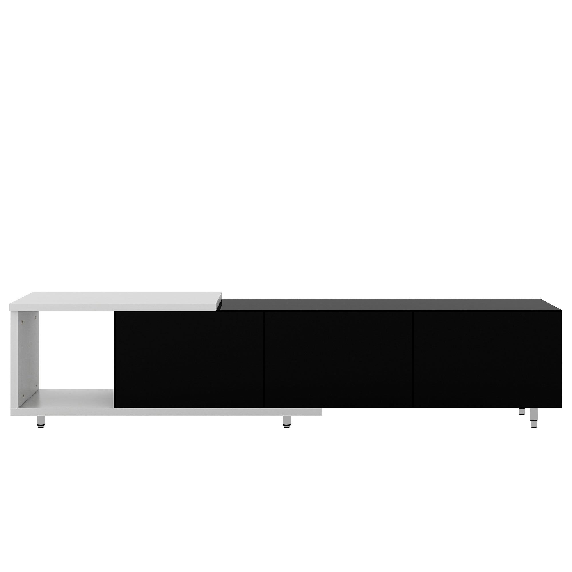 U-Can 70.1''-100'' Modern Stylish  TV Stand  TV Cabinet for 80+inch TV, White+Black, (Old SKU:WF299723AAB)
