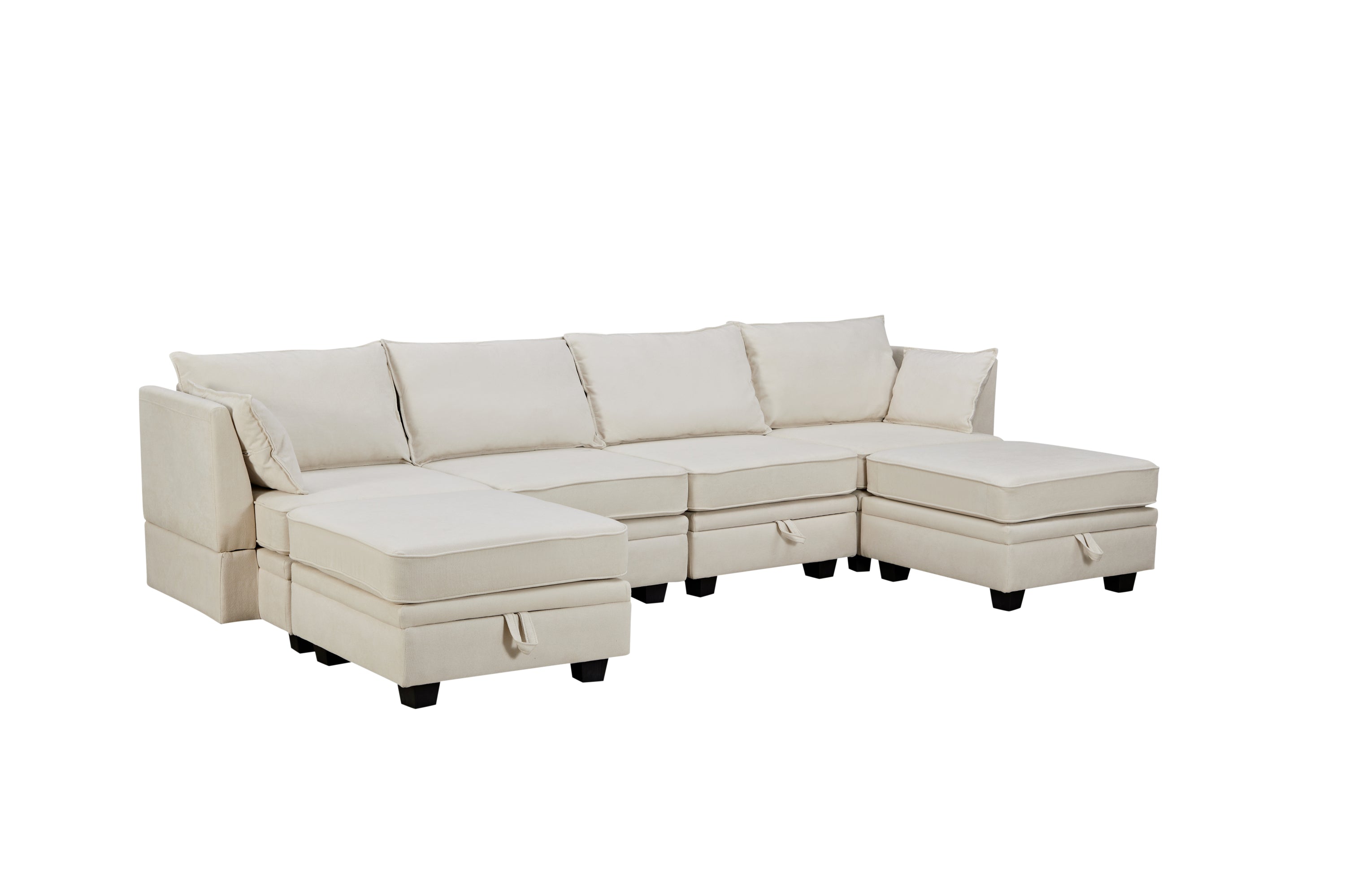 U_Style Modern Large U-Shape Modular Sectional Sofa,  Convertible Sofa Bed with Reversible Chaise for Living Room, Storage Seat