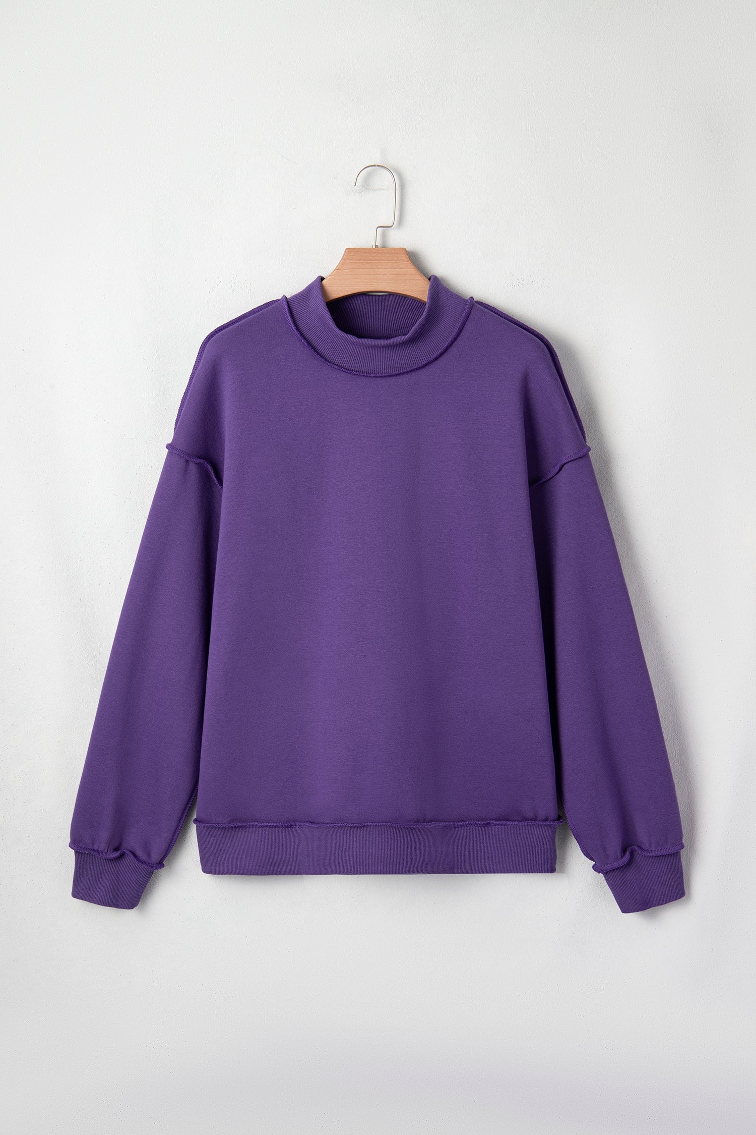 Solid Mock Neck Drop Shoulder Oversize Sweatshirt