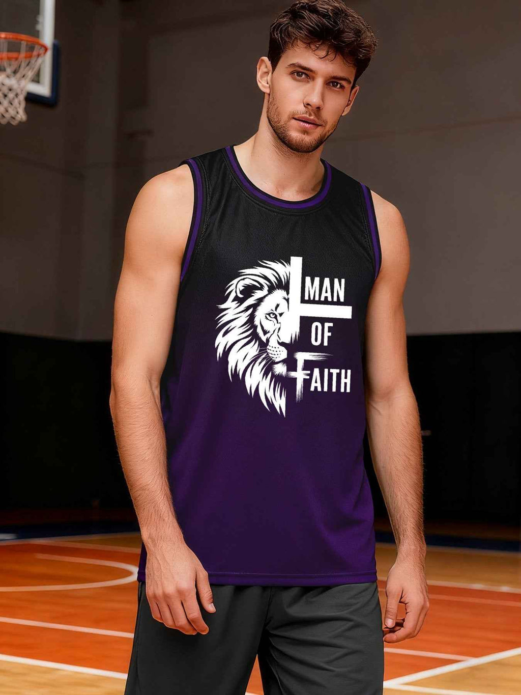 Man of Faith Adult Purple Basketball Jersey | Ships From USA