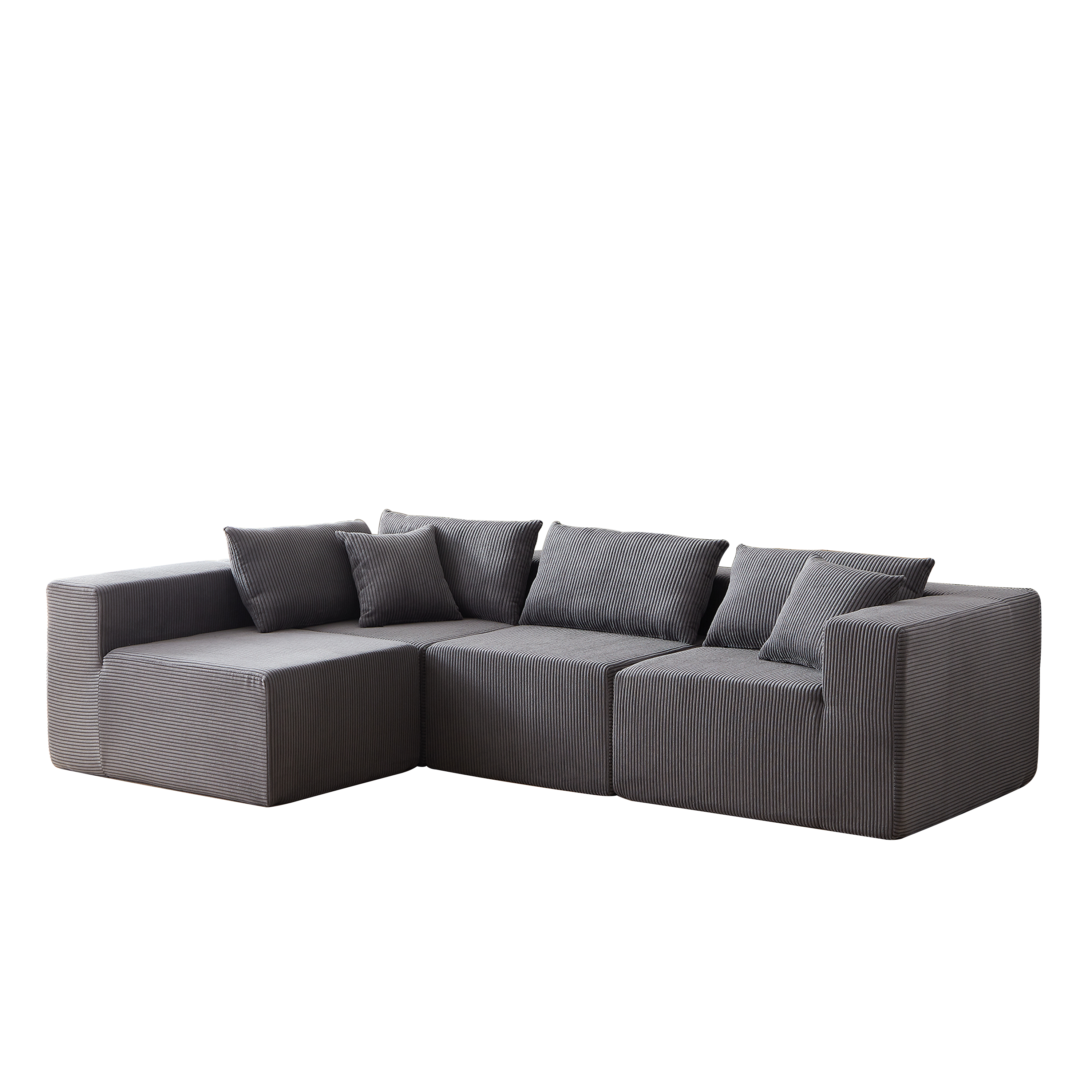 104-Inch Corduroy Modular L Shaped Sectional Sofa,Luxury Floor Couch Set,Upholstered Indoor Furniture,Foam-Filled Compressed Sofa for Living Room,Bedroom,4 PC Free Combination